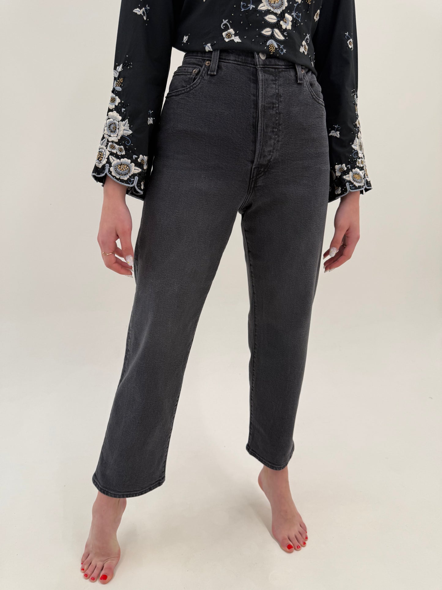 Jeans Levi’s Ribcage straight ankle modelatori cu talie ultra înaltă