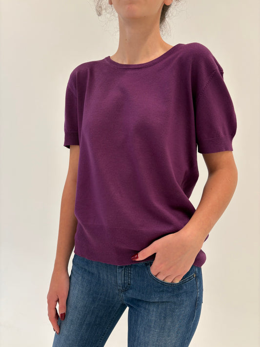 Top aubergine din jerse