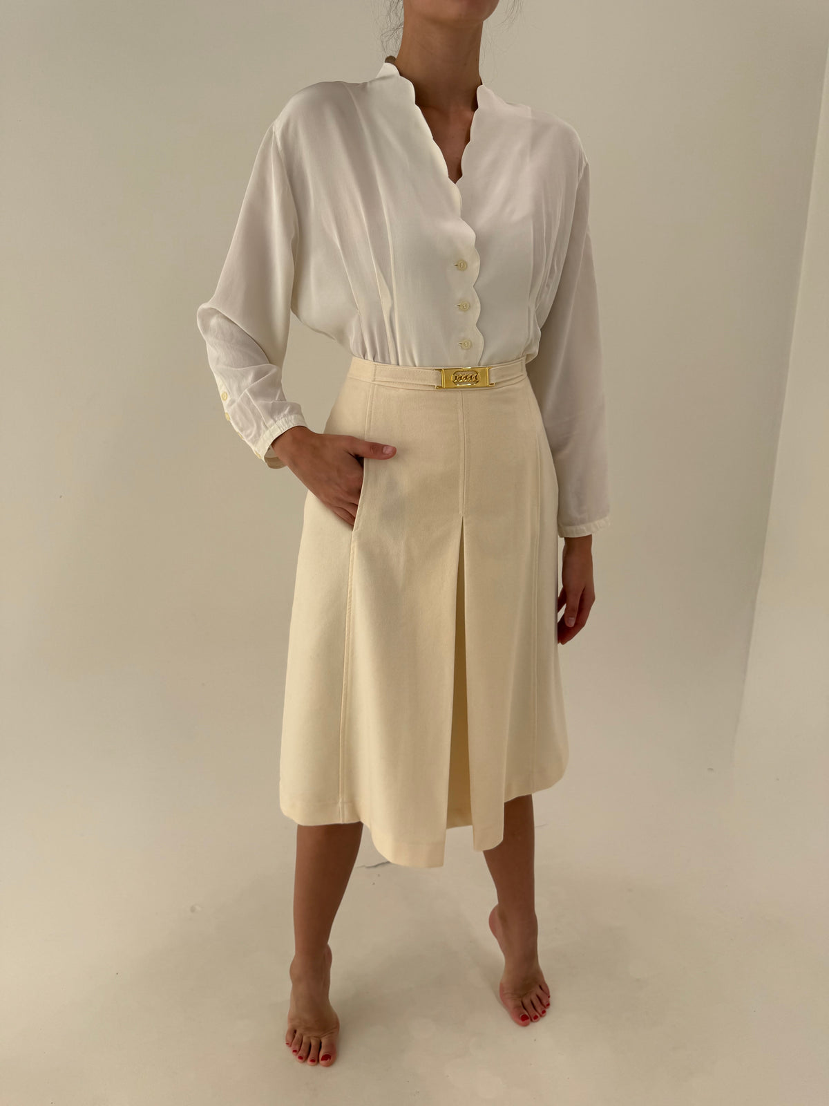 Deux piece vintage excepțional în stil Chloe vintage din lana extrafina