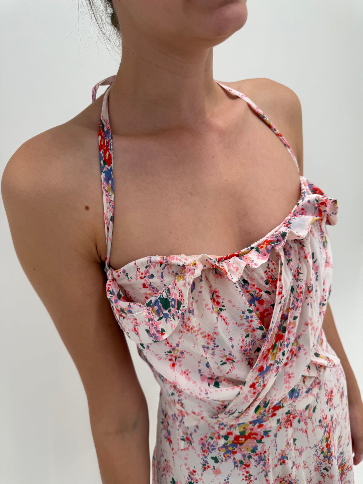 Rochie maxi din bumbac satinat cu corset interior și fustă ultra amplă
