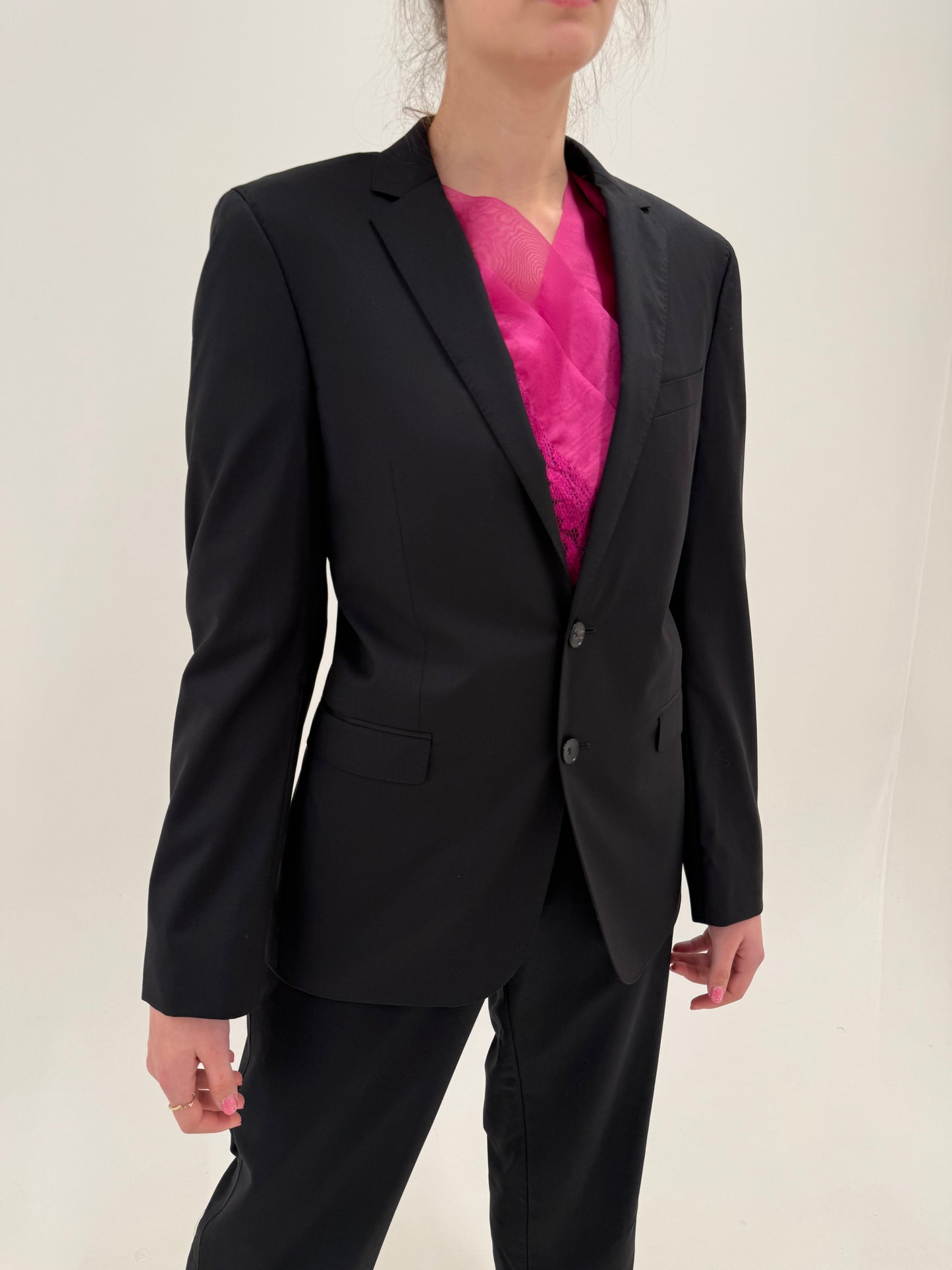 Sacou negru Hugo Boss din stofita ultra luxury super 120 de sezon cald sau seara