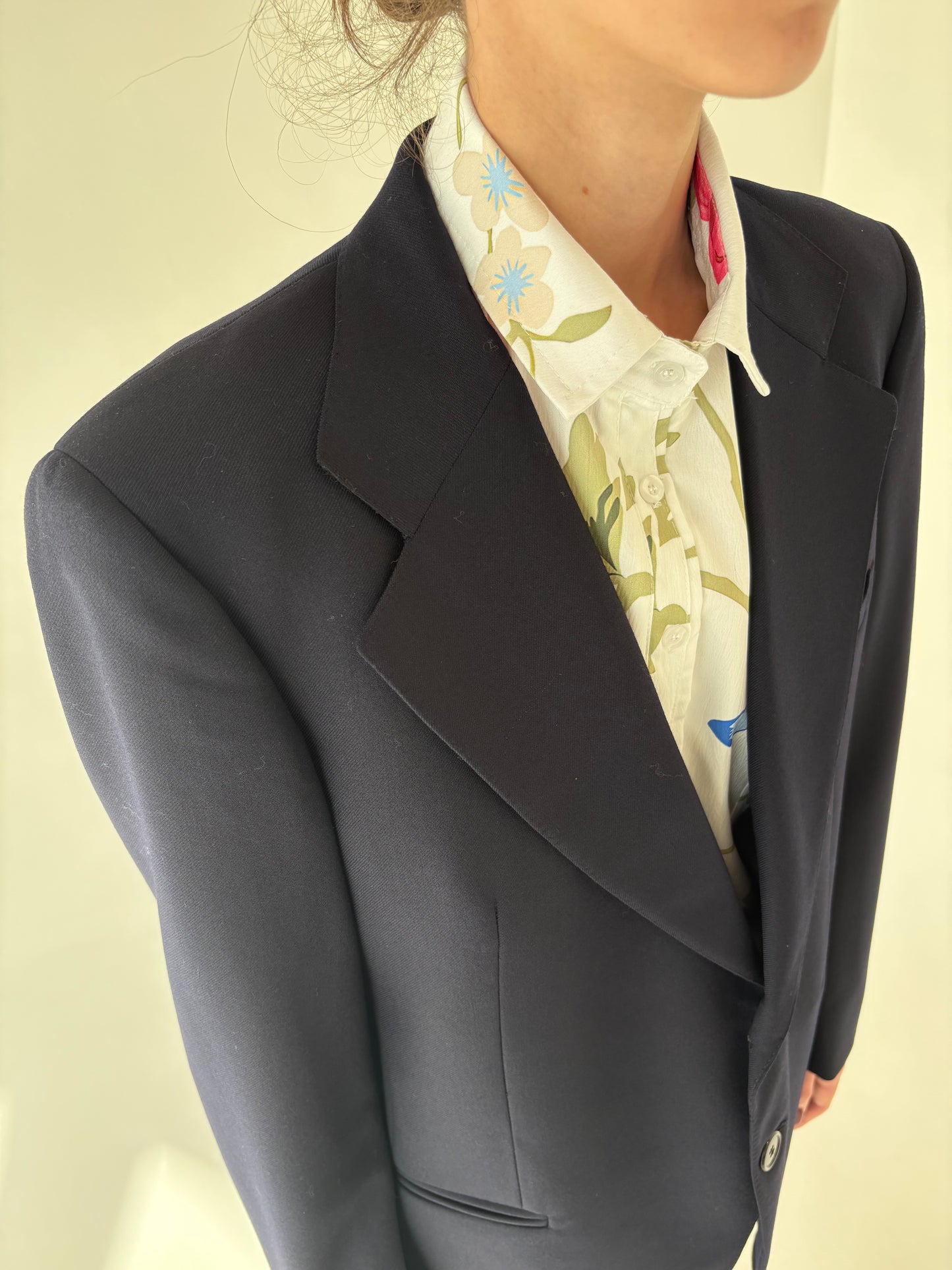 Sacou vintage navy blue italian din lana extrafina în croi actual