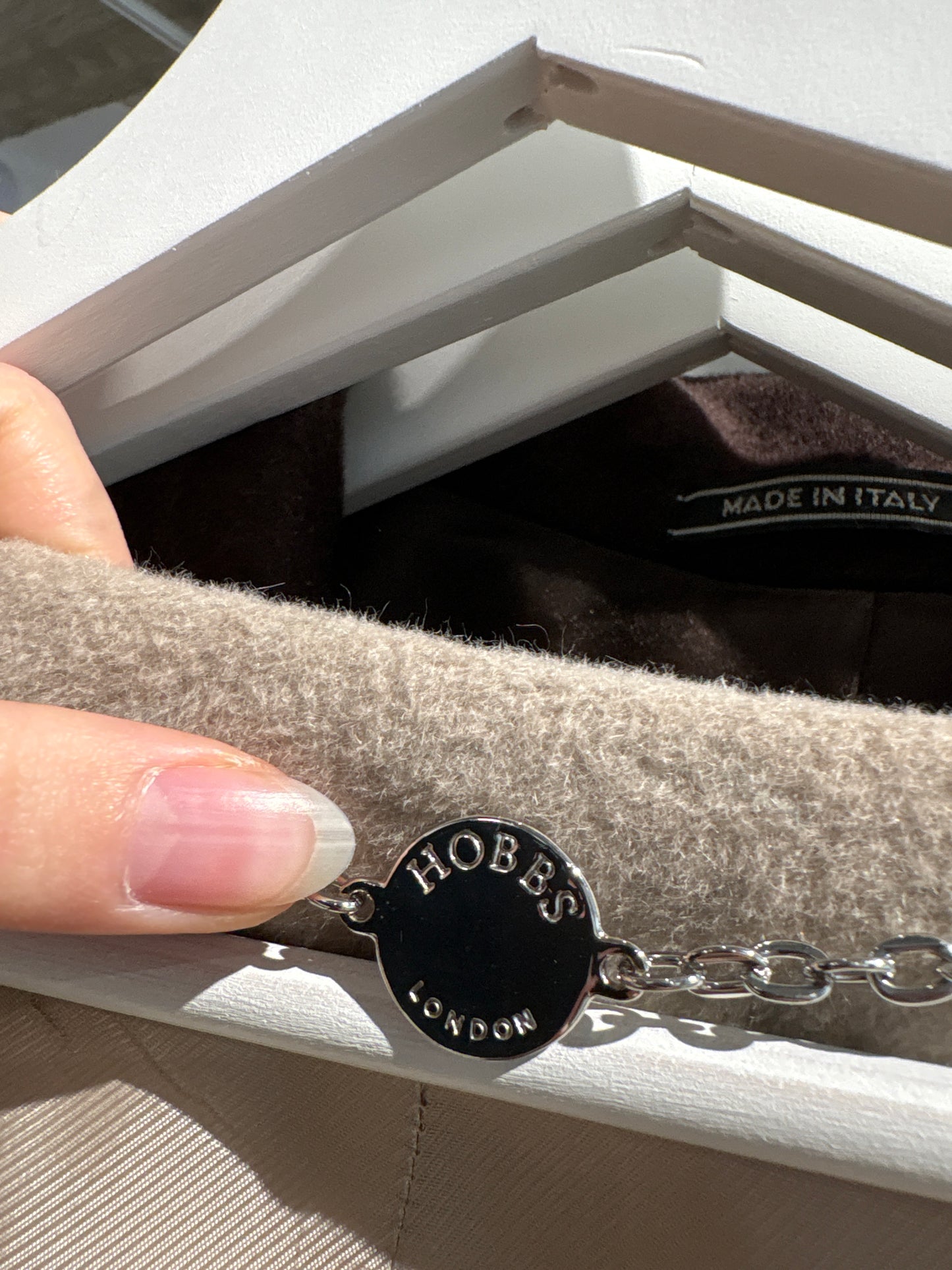 Palton de brand super premium Hobbs warm gray din lana extrafina