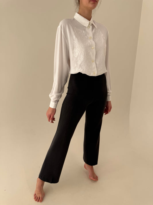 Pantaloni steel gray ușor evazați din lanita subțire de primăvară ultra confort