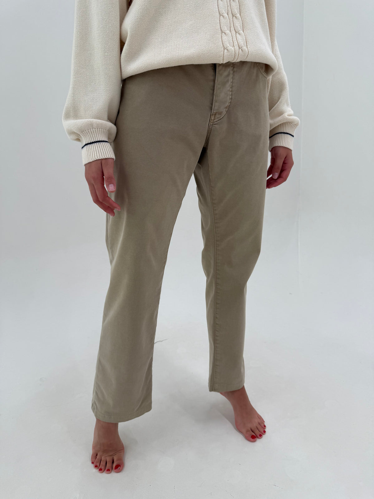 Pantaloni tall Armani camel din bumbac gros modelator chinos