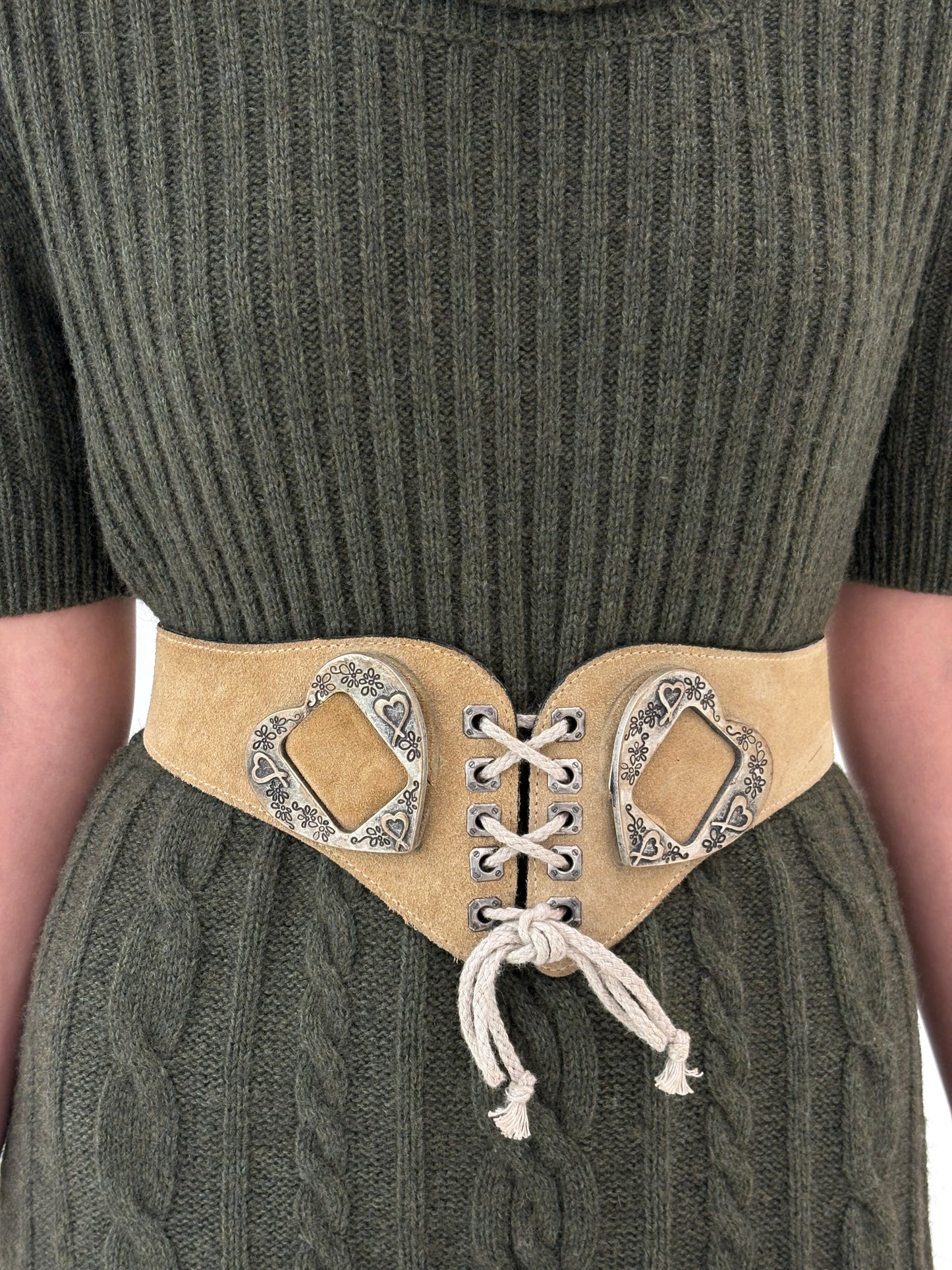 Centura vintage camel din piele naturală