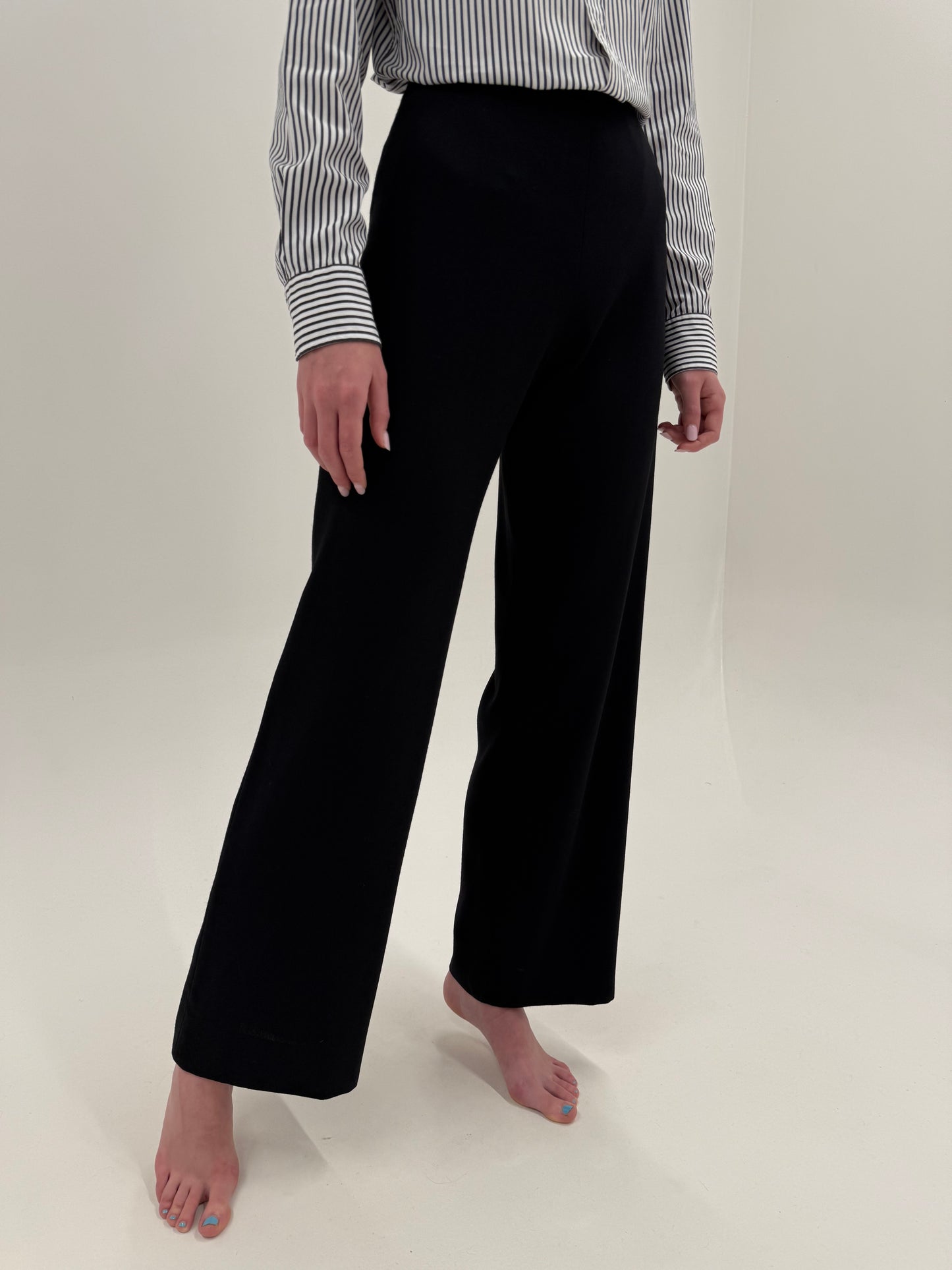 Pantaloni Max Mara negri palazzo cu talie înaltă de la zi la seară