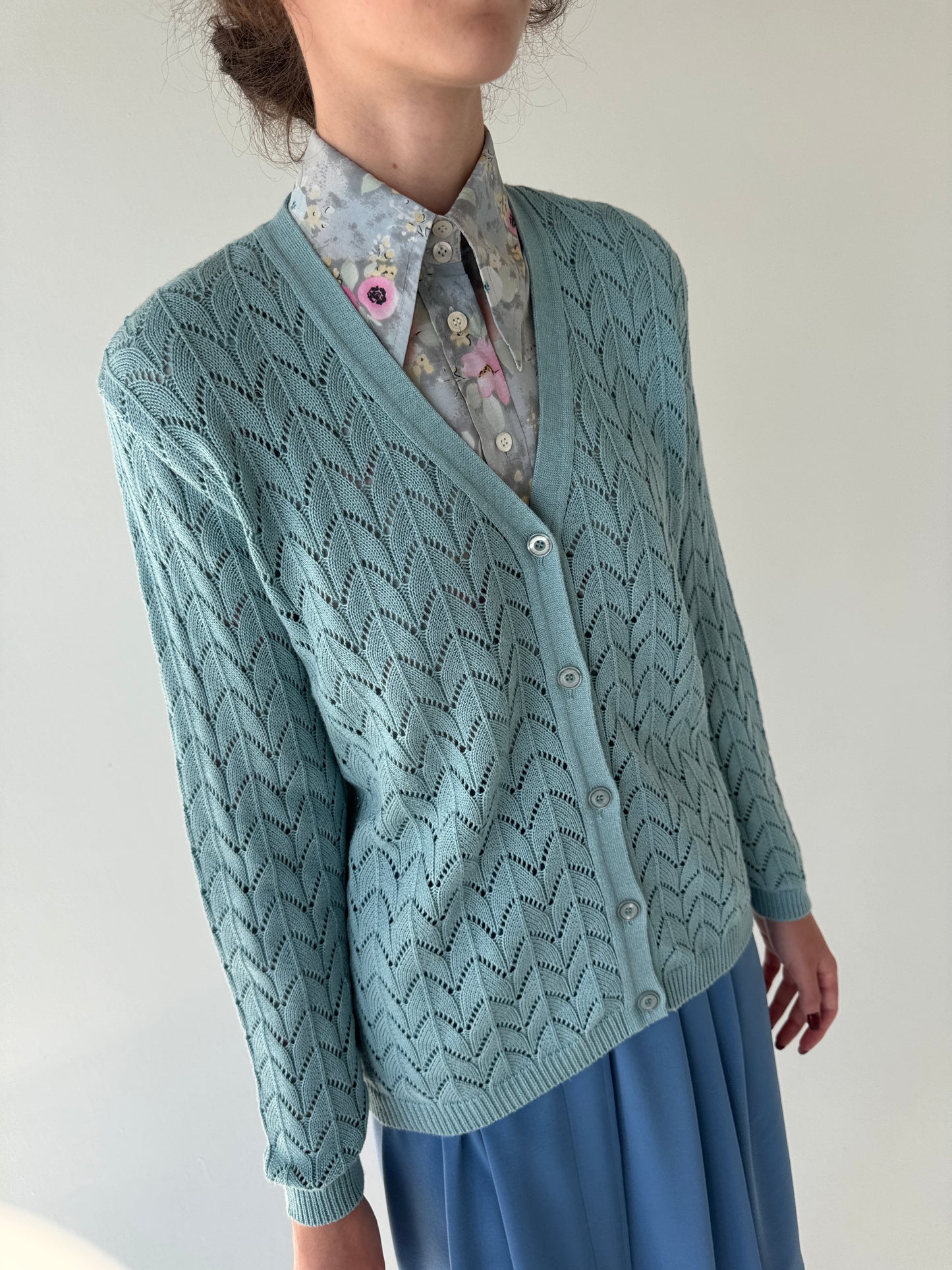 Cardigan vintage italian dantelat din mix de lana extrafina