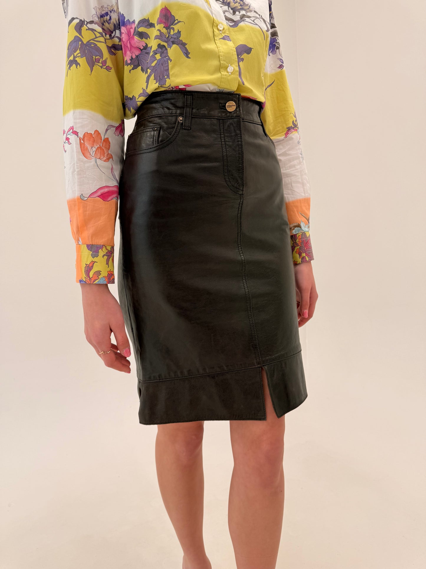 Fustă luxury Iceberg din piele naturală dark brown în croi chic mermaid