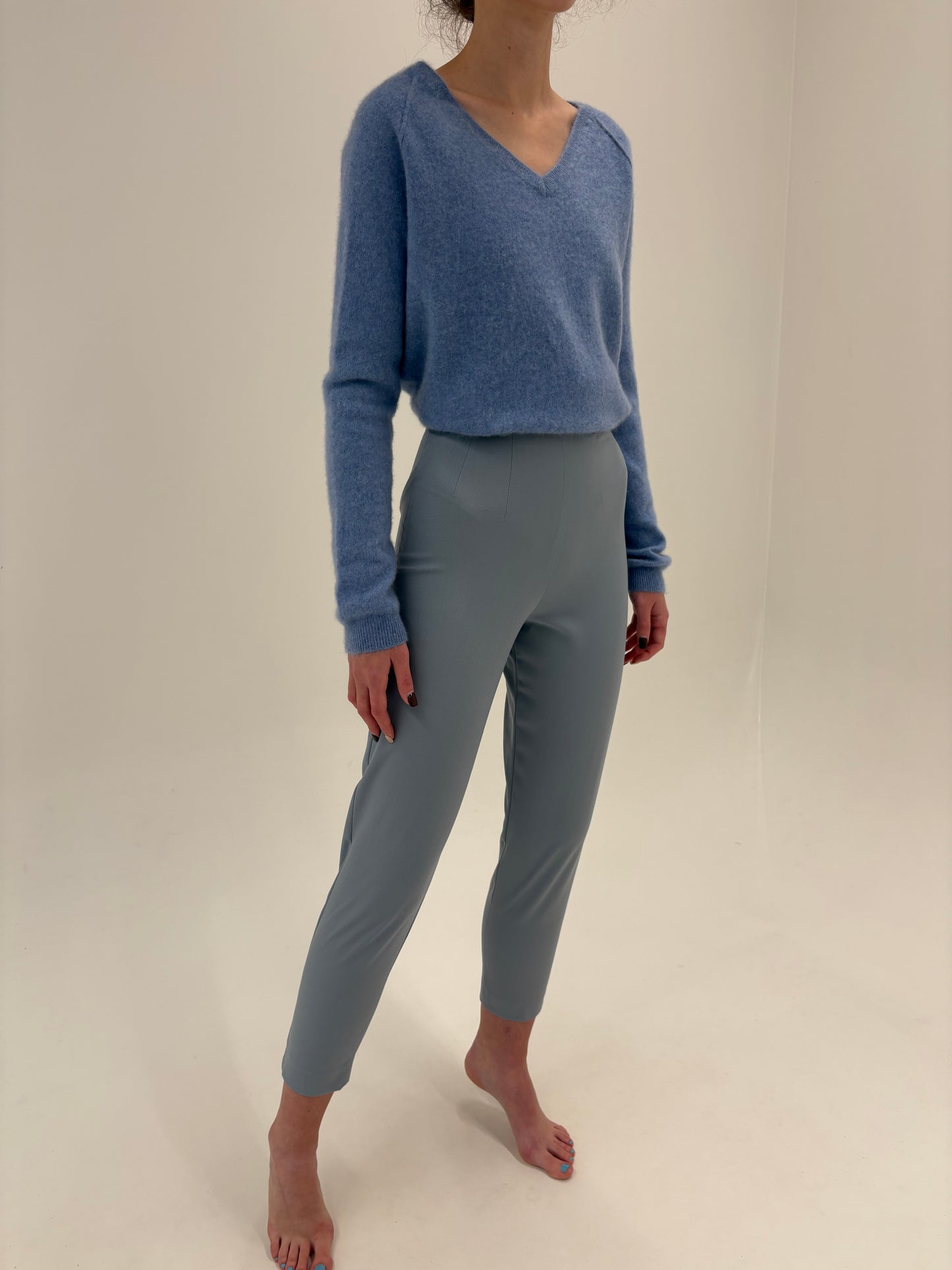 Pantaloni țigaretă Marella by Max Mara baby blue din lana extrafina