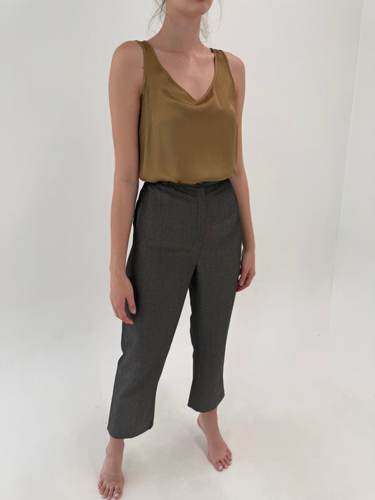 Pantaloni business de vară cu efect foarte ușor perlat taupe