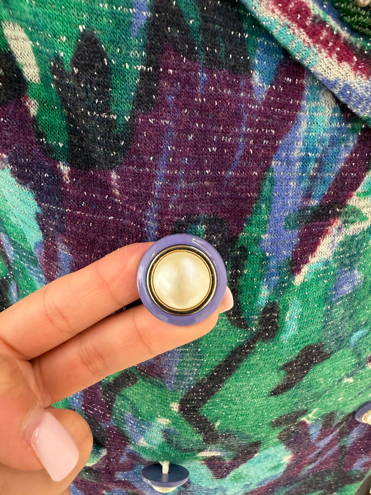 Sacou vintage italian din lana extrafina în culori superbe cu inserții de lurex și aplicații manuale