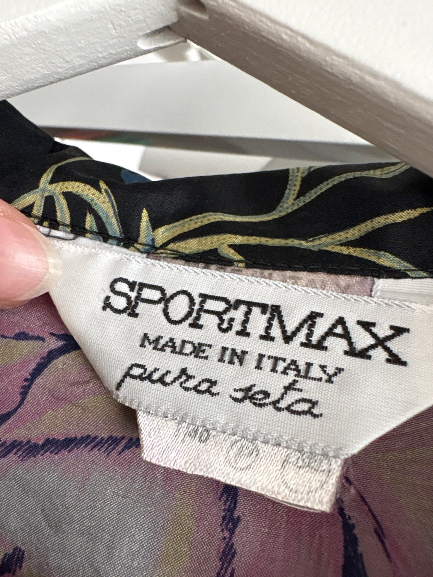 Cămașa Max Mara din mătase naturală în croi cropped cu print floral superb