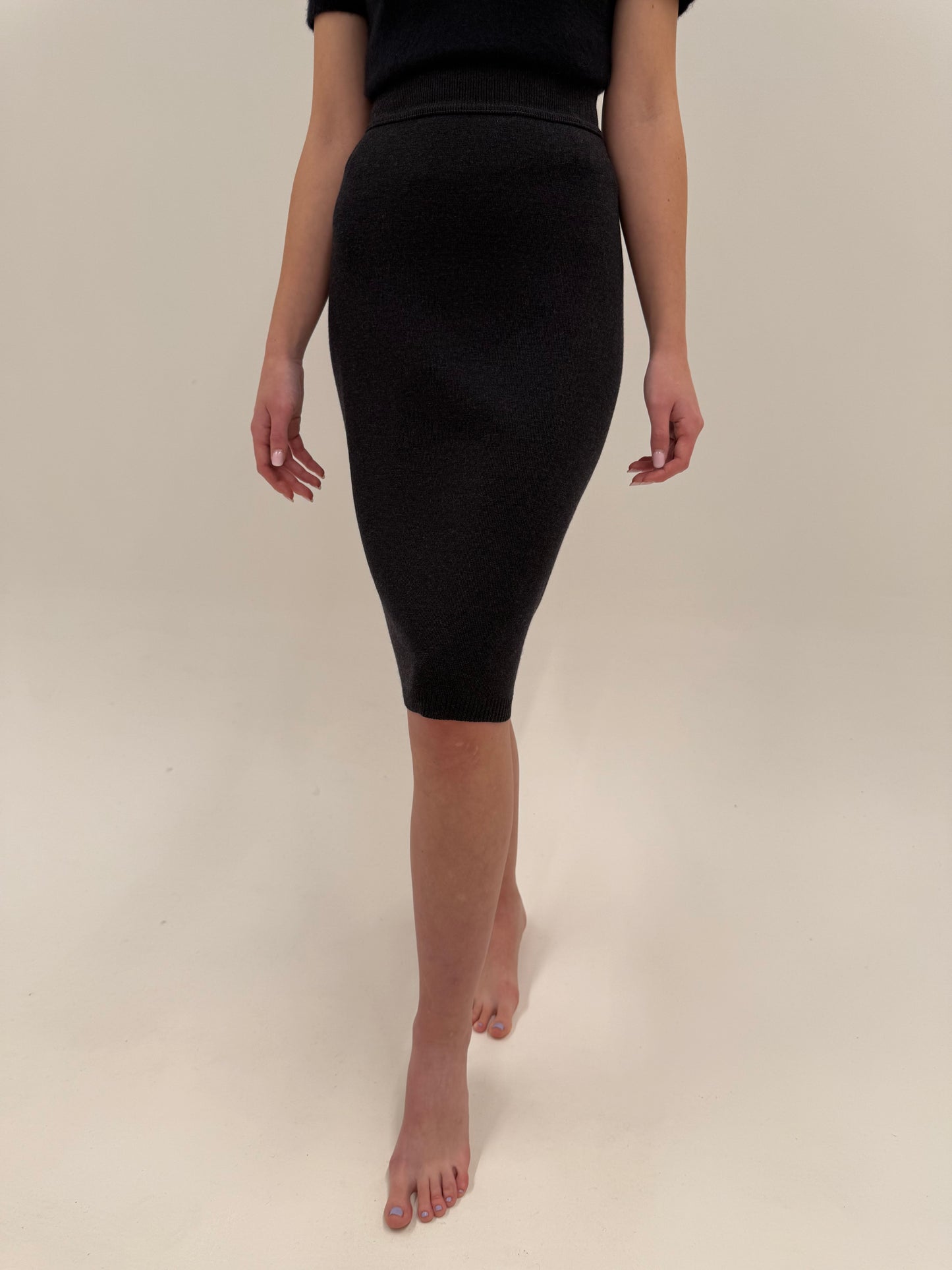 Fustă din tricot de gramaj mare Max Mara charcoal gray