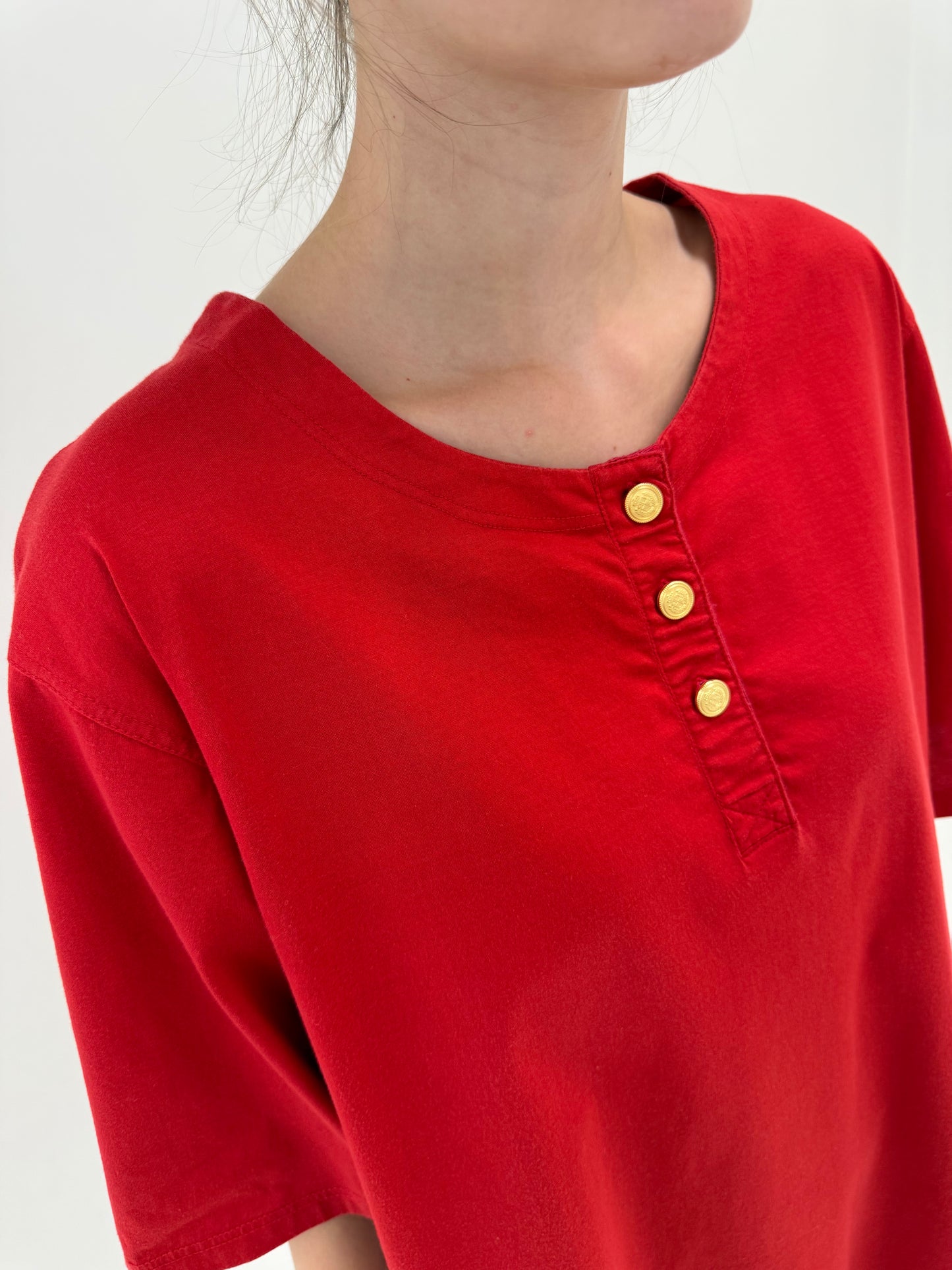 Top luxury pus size Marina Rinaldi din bumbac excepțional cherry red