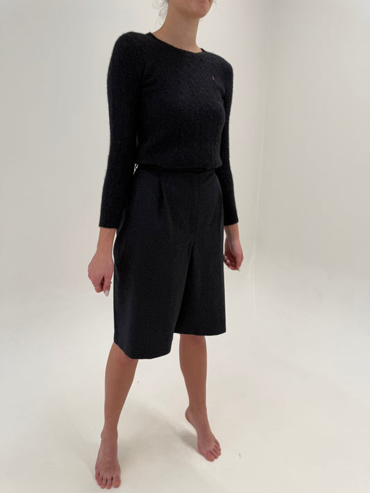 Pantaloni cu talie ultra înaltă și pense din lana extrafina certificată