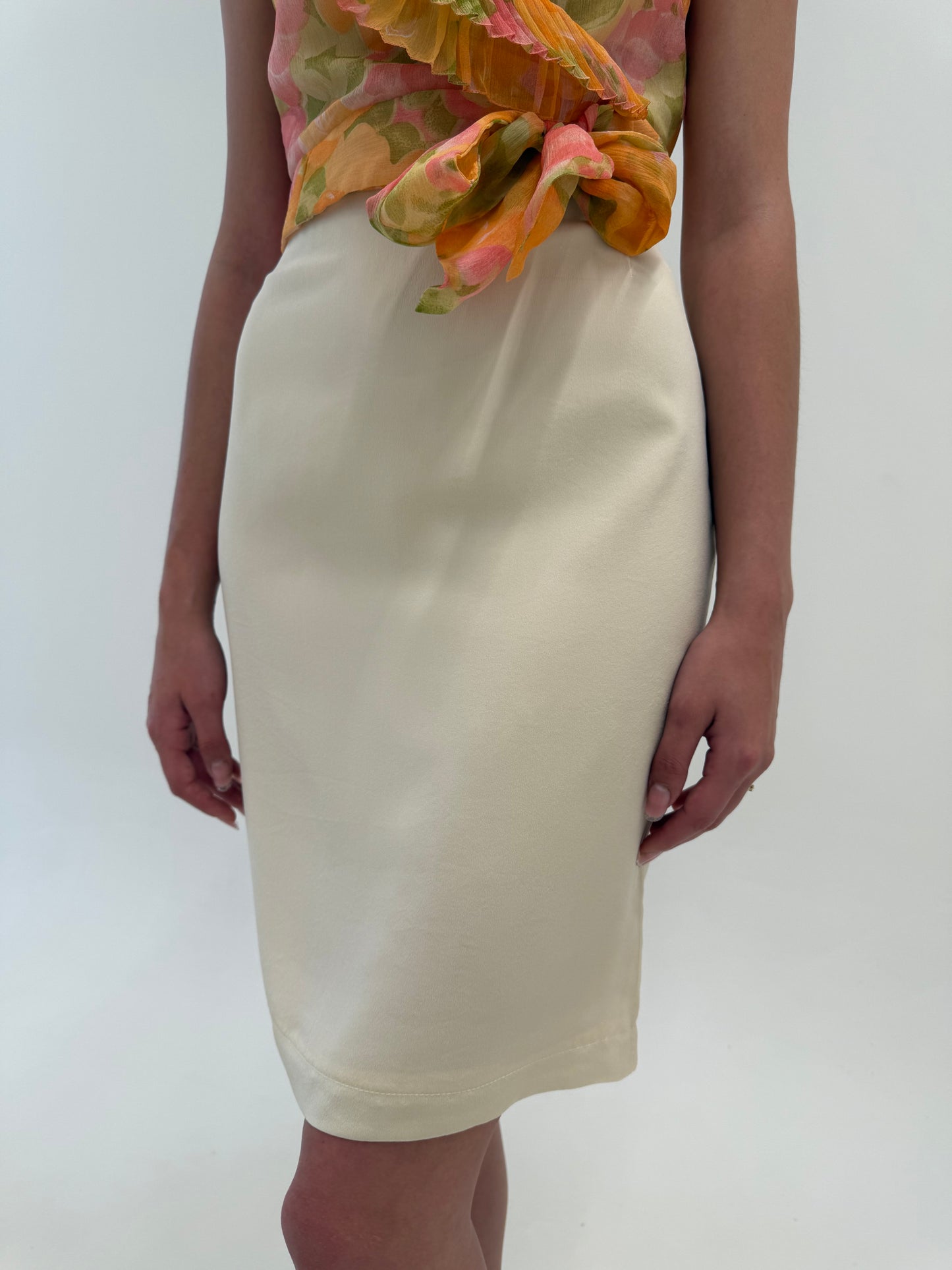 Fustă light nude Marella by Max Mara din mătase naturală