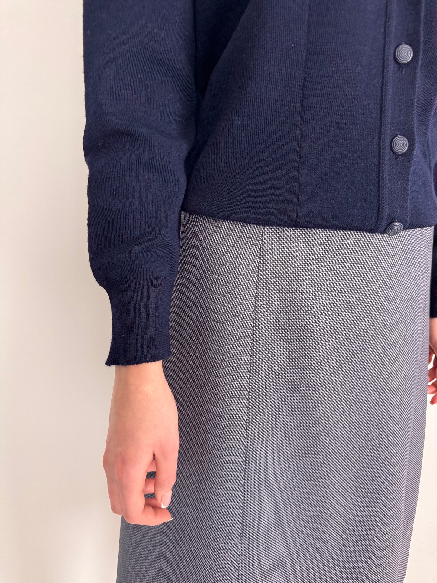 Cardigan vintage italian Navy blue din lana extrafina subțire