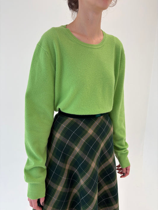 Pulover verde crud din lana extrafina