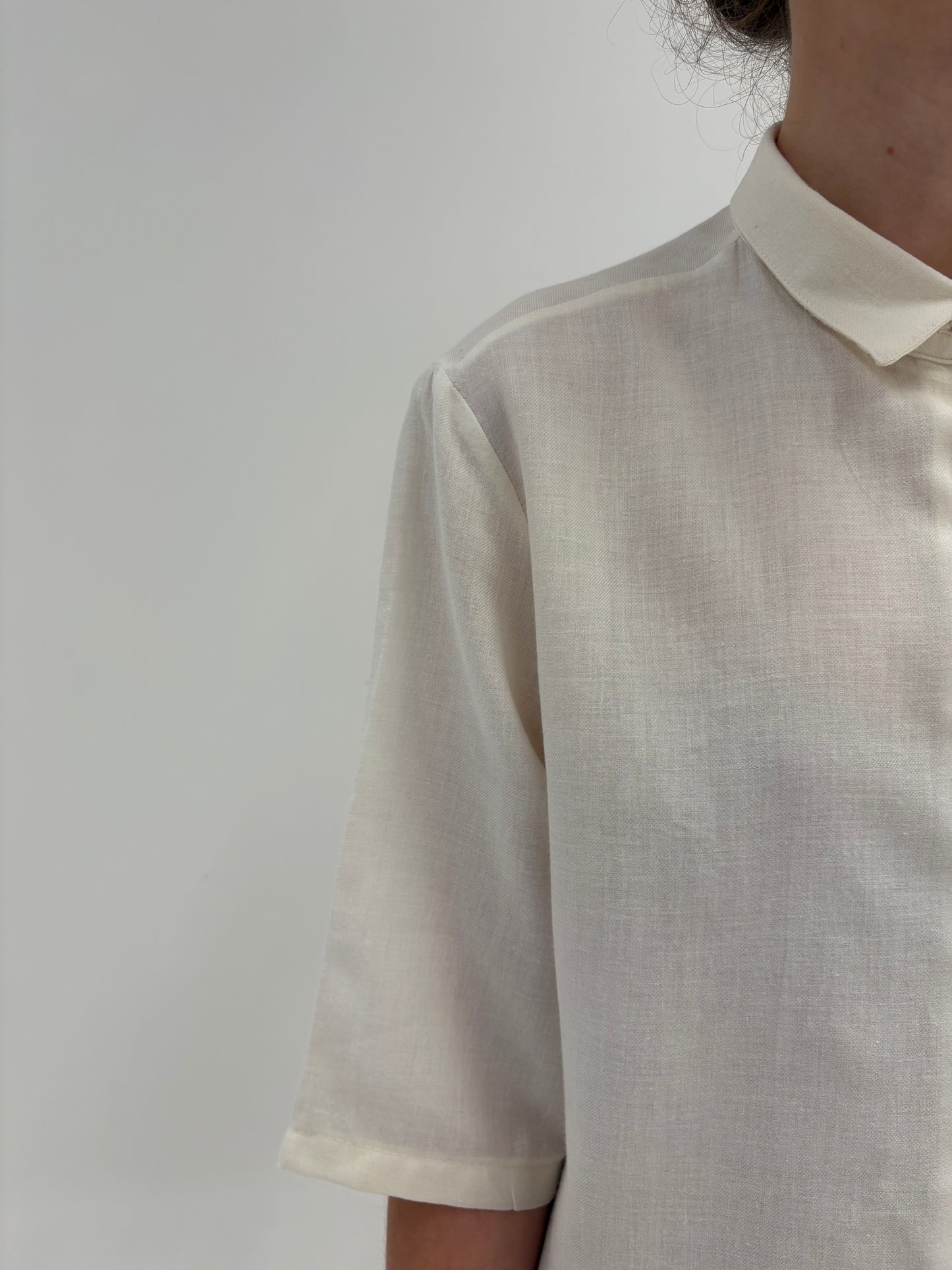 Cămașa butter white din lana extrafina