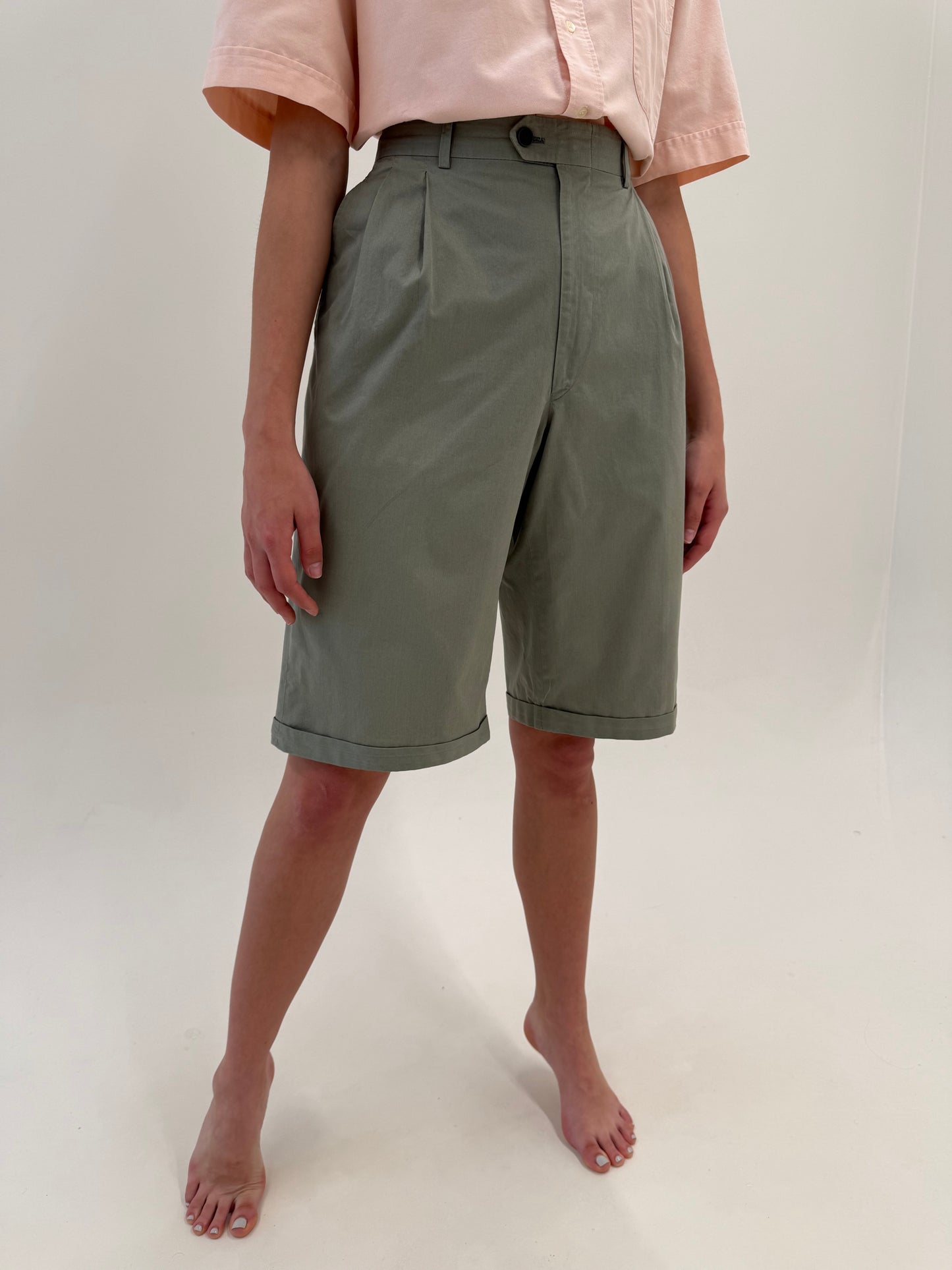 Costum vintage luxury de vară Ungaro din bumbac dusty Sage green
