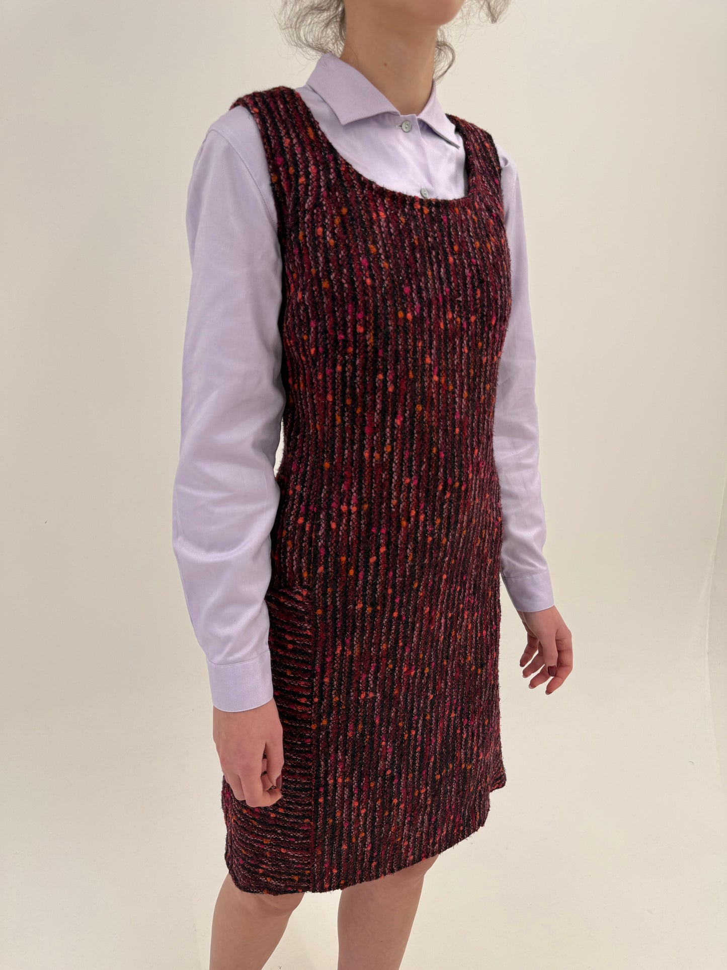 Sarafan în stil Chanel din tweed gros de lana în culori superbe