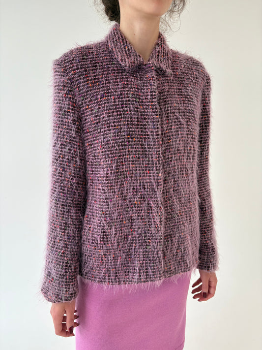 Sacou în stil Chanel din tweed multicolor spectaculos