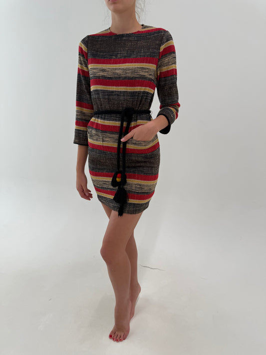 Rochie super premium Sessun din stofă plină de bumbac cu lana și cordon propriu