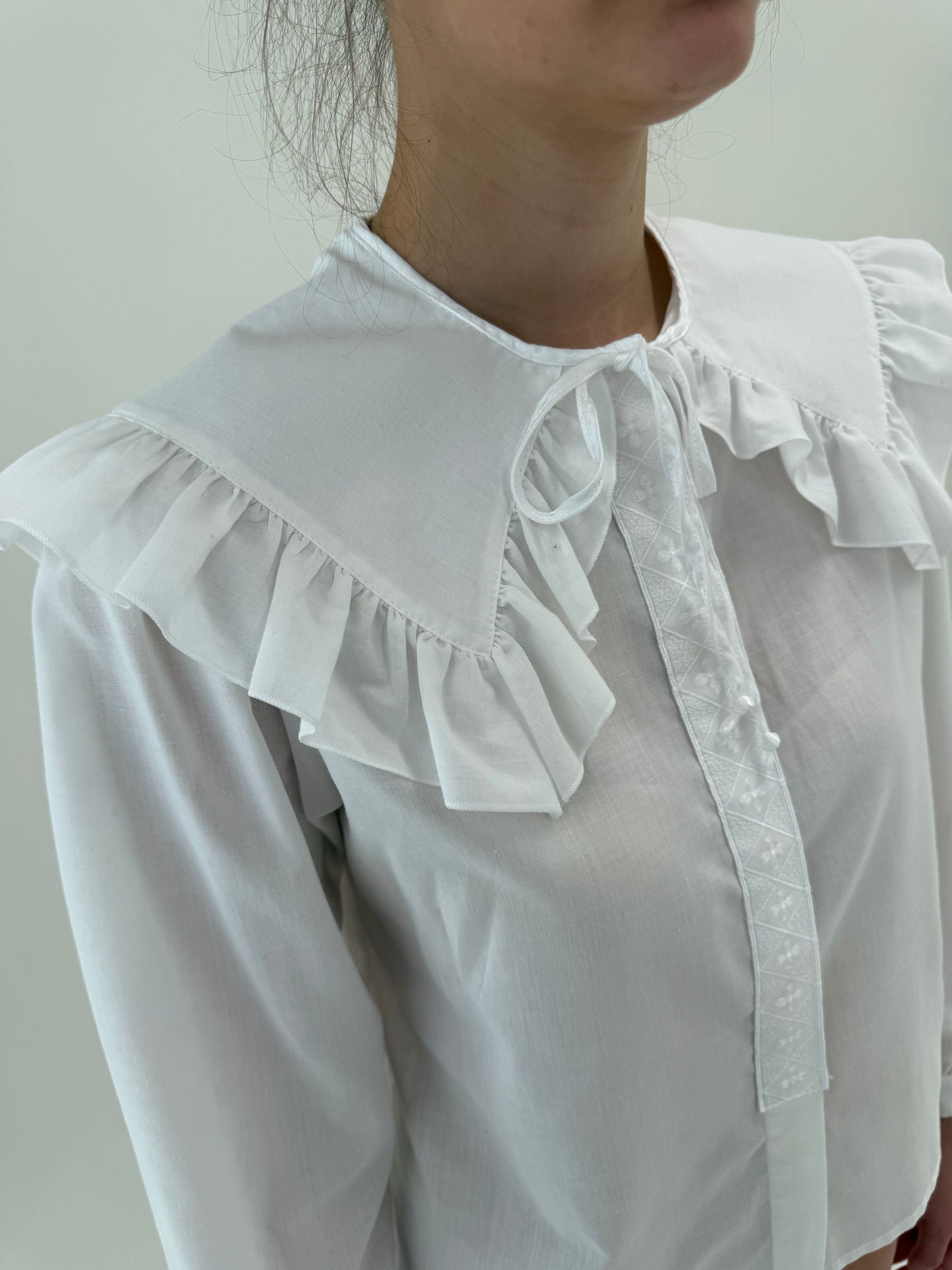 Cămașa vintage din poplin de bumbac cu guler supradimensionat