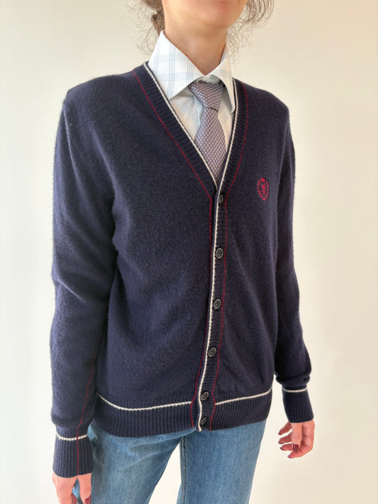 Cardigan Navy din lana merino extrafina de gramaj mare