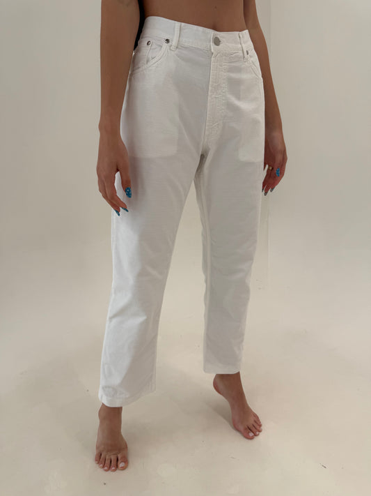 Jeans alb de vară premium italian în croi clasic