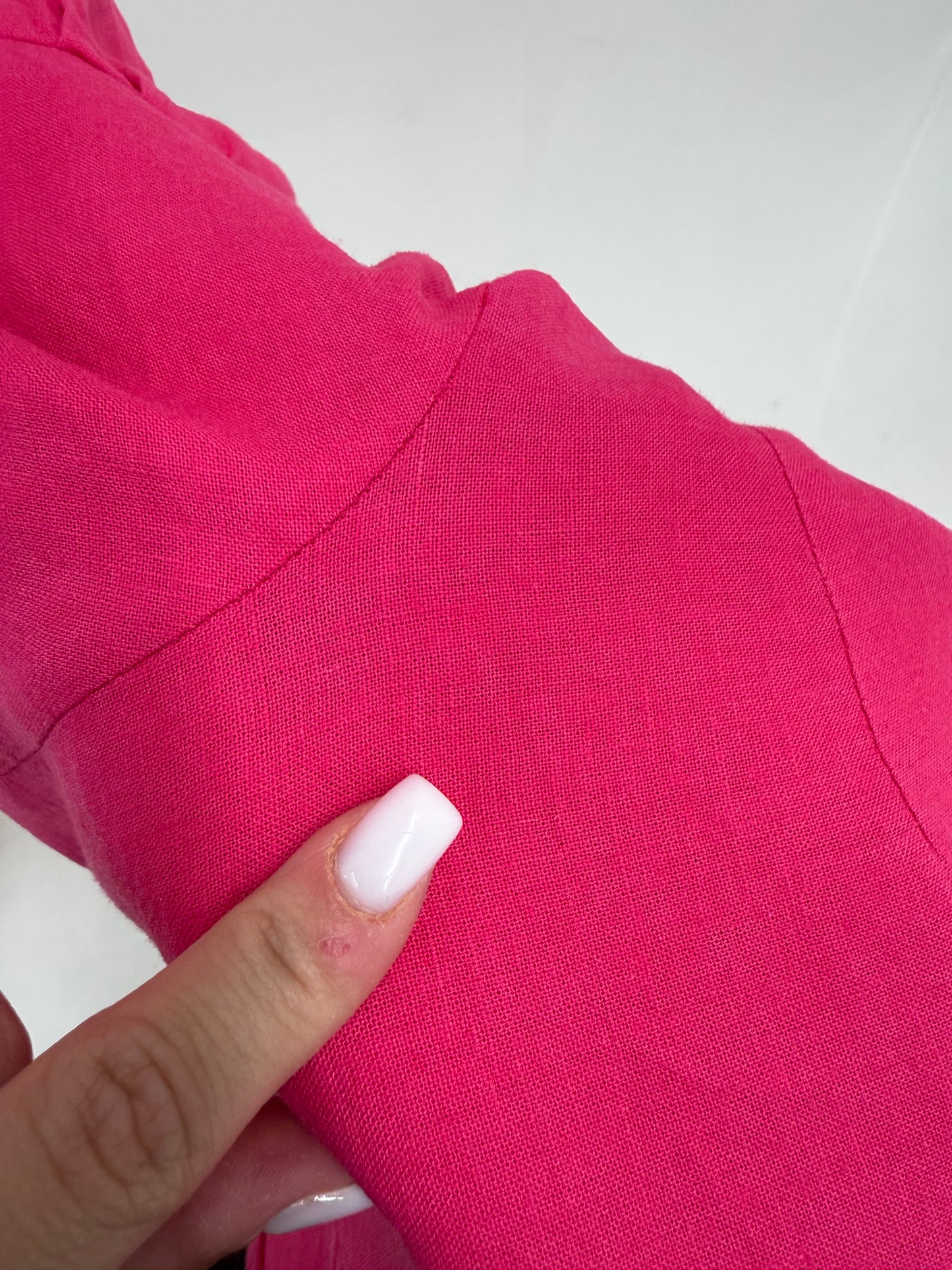 Rochie din in premium fucsia în croi lejer ultra confort