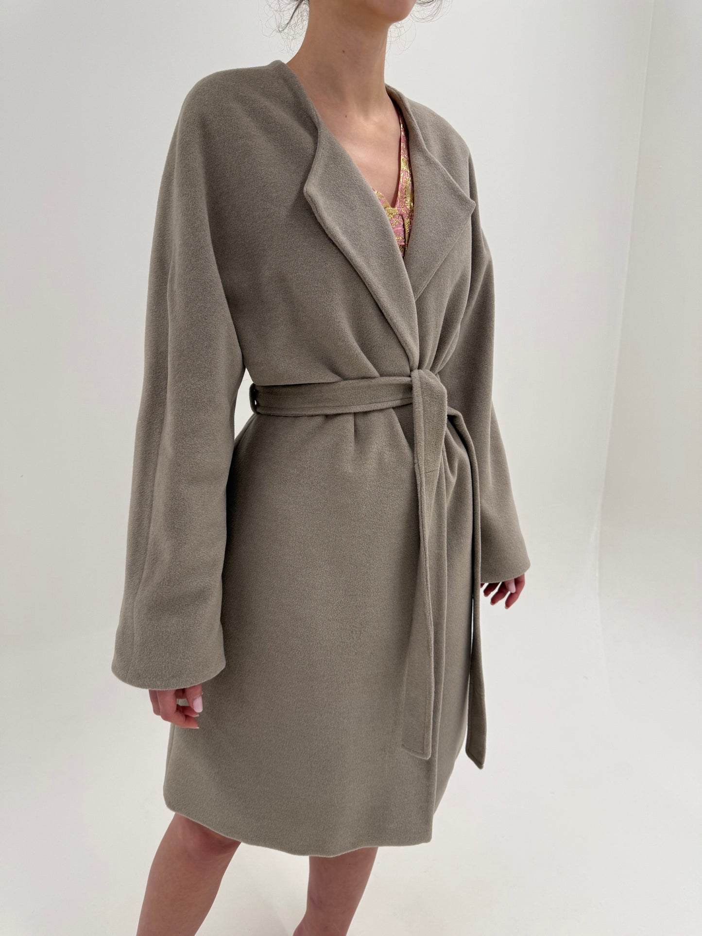 Palton de brand super premium Hobbs warm gray din lana extrafina