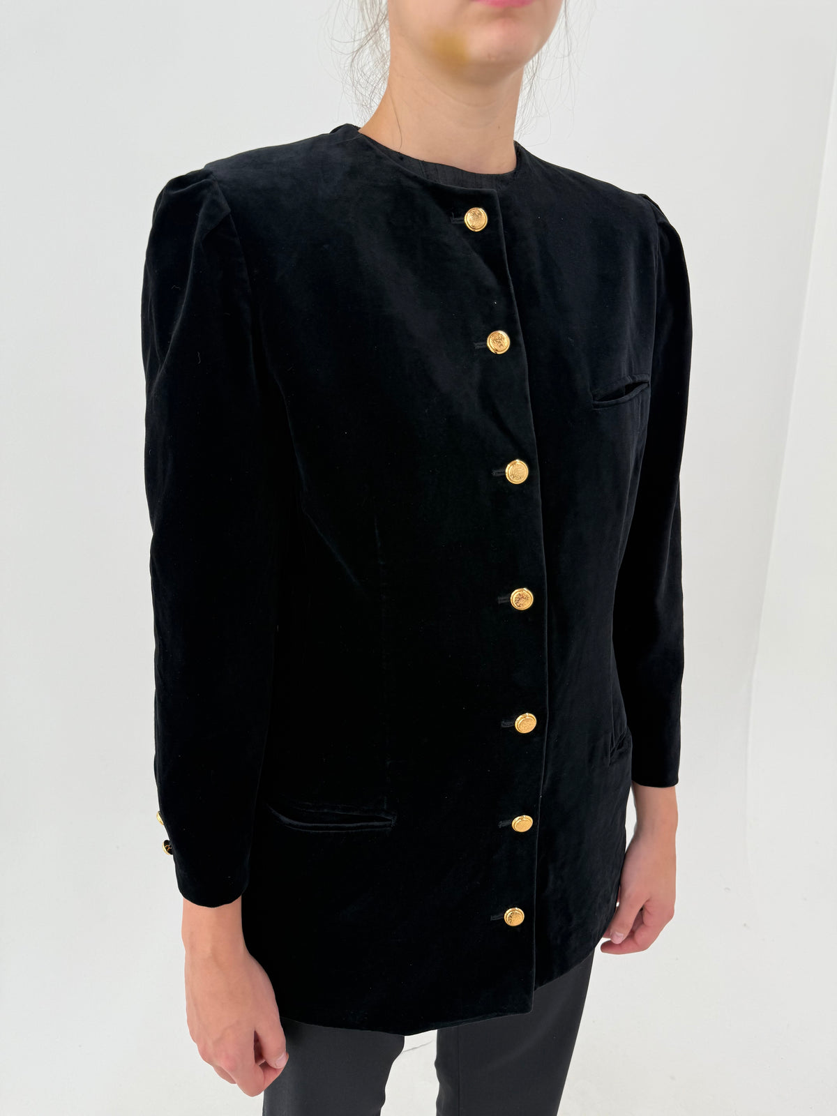 Sacou luxury vintage Louis Feraud din catifea excepțională de bumbac cu nasturi aurii