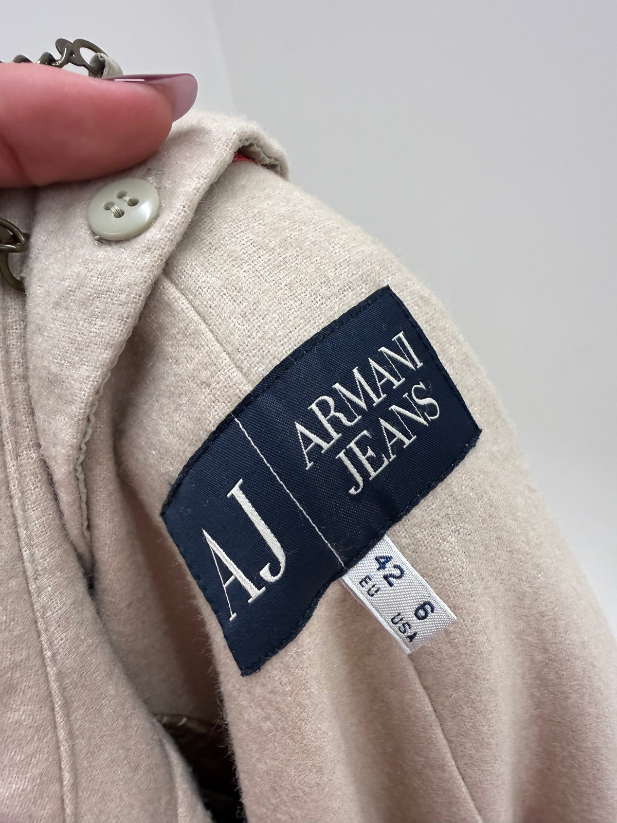 Trench Armani impermeabil cu liner de lana detașabil light nude