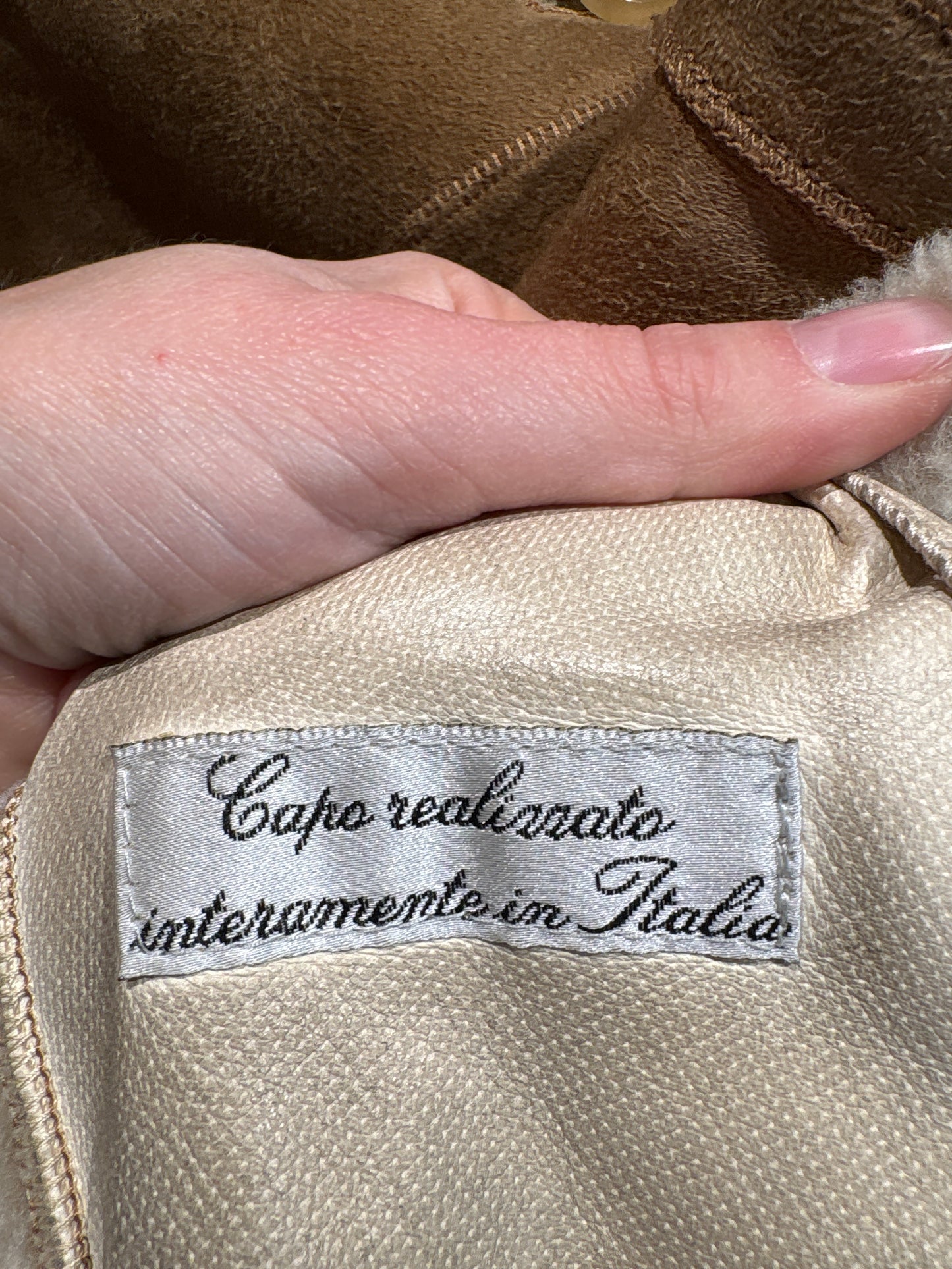 Blană naturală italiană shearling camel de brand ultra luxury