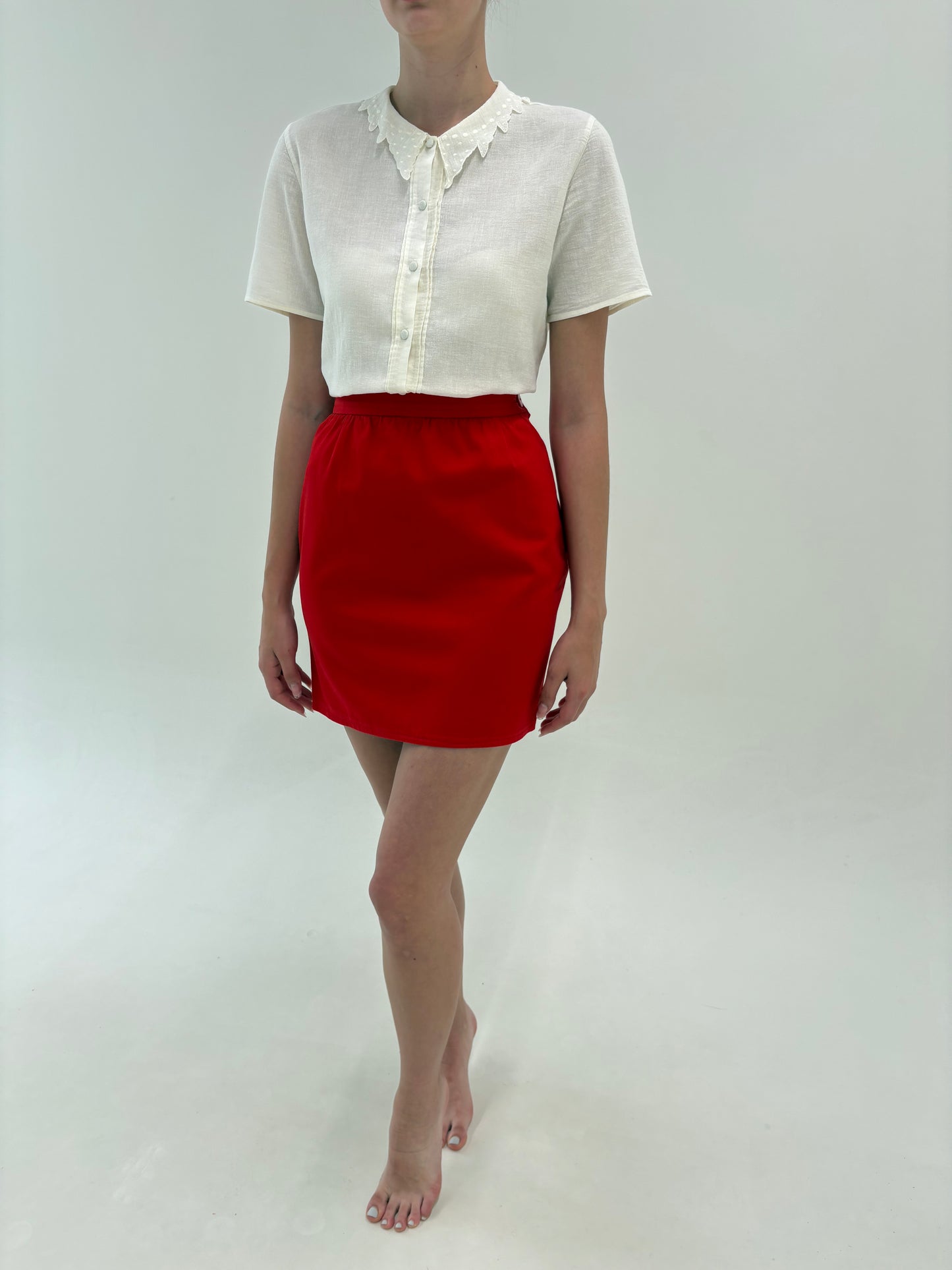 Fustă mini vintage Yves Saint Laurent cu talie ultra înaltă marcată și pense