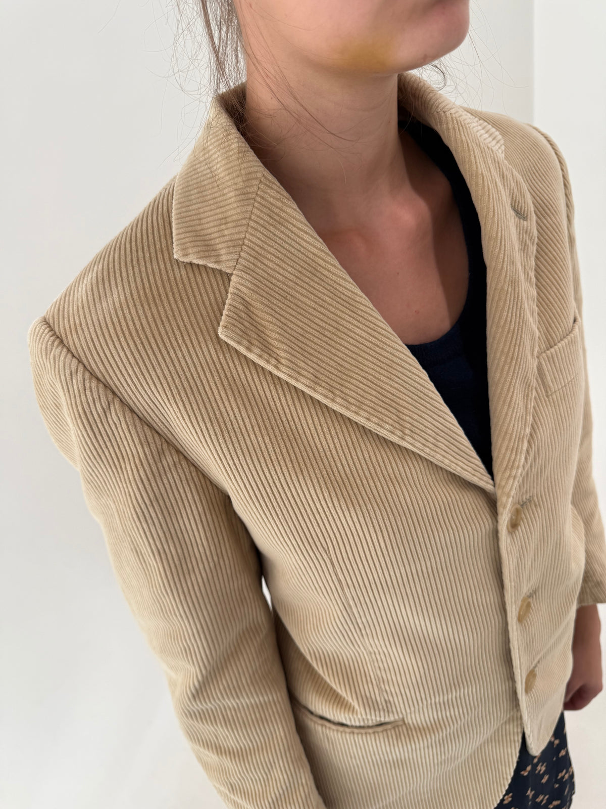 Sacou italian camel petite din catifea premium de bumbac raiata fin