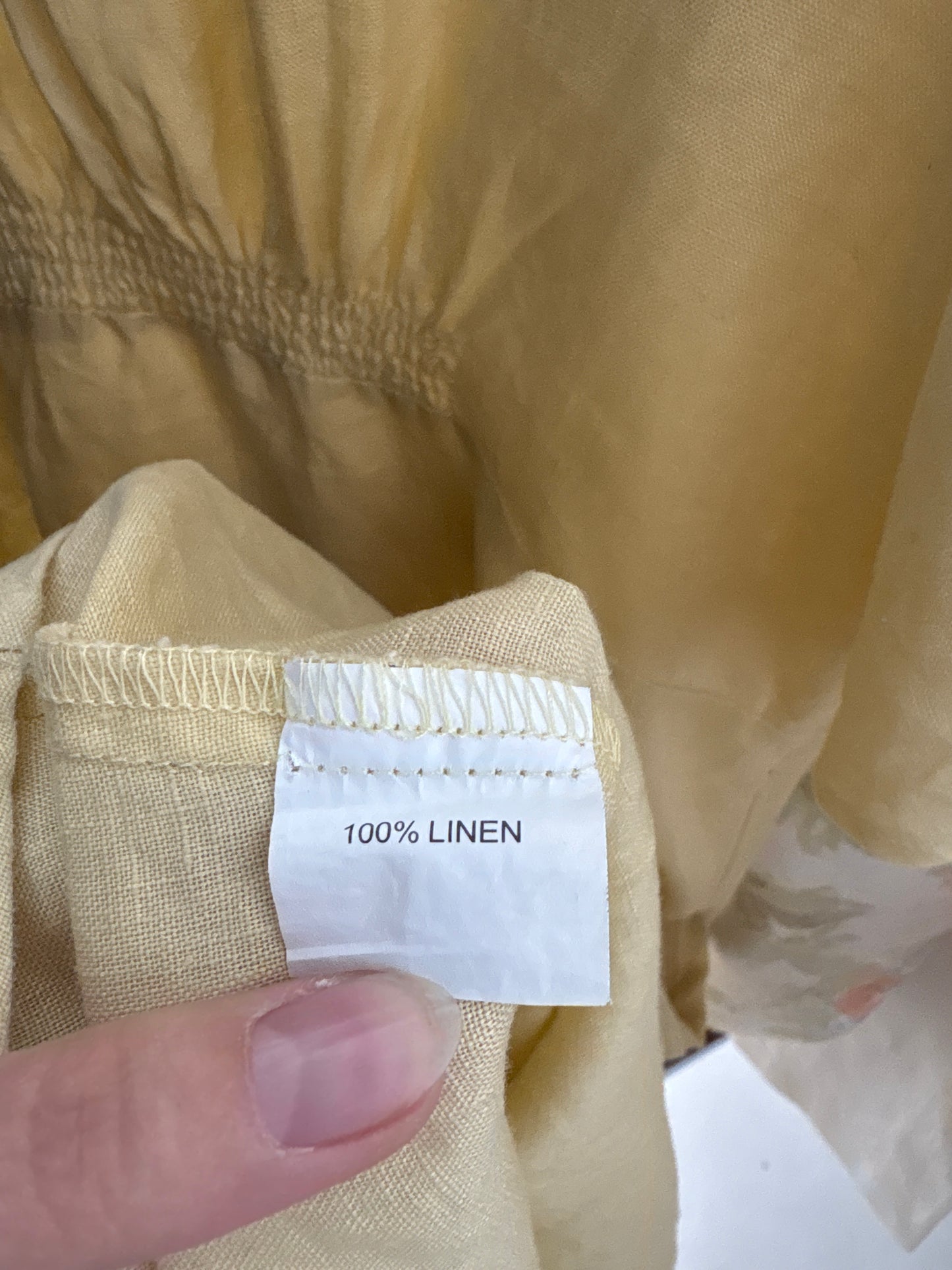 Rochie maxi din in premium cu talie ultra înaltă elastică și mâneci clopot