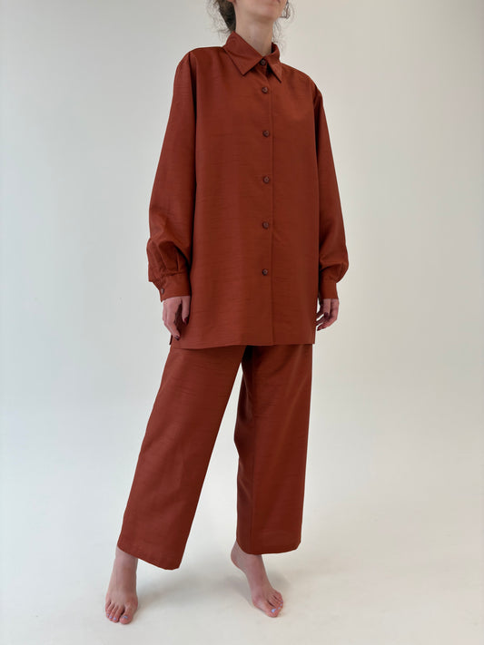 Set vintage rust orange din tafta groasă texturată