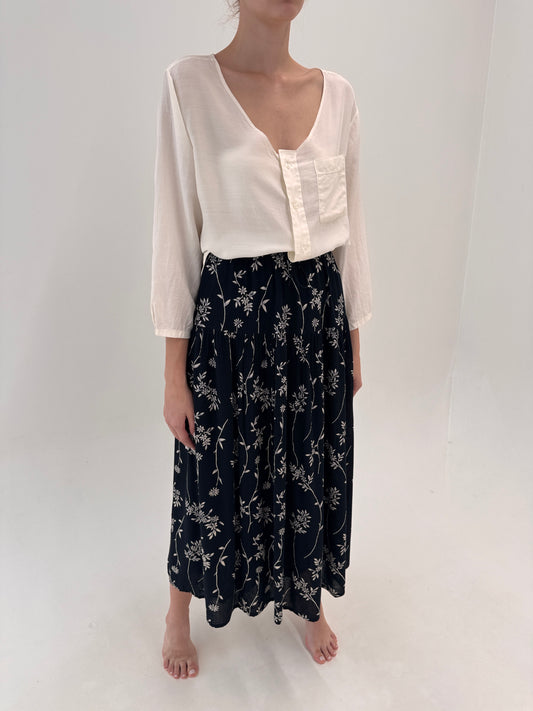 Fustă ultra amplă super vaporoasă maxi Navy blue cu talie elastică
