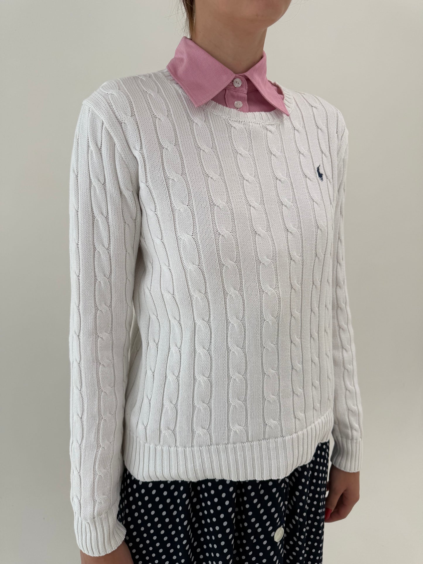 Cable knit clasic Polo Ralph Lauren din bumbac de gramaj mare