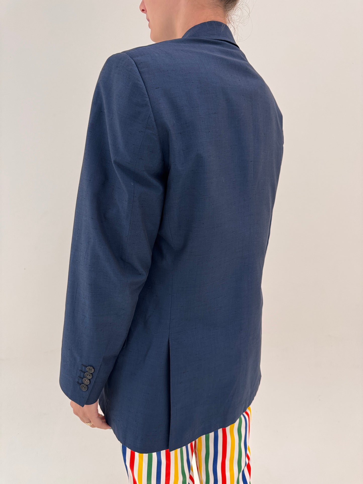 Sacou Gucci Navy din mătase naturală și bumbac tall incl croi actual
