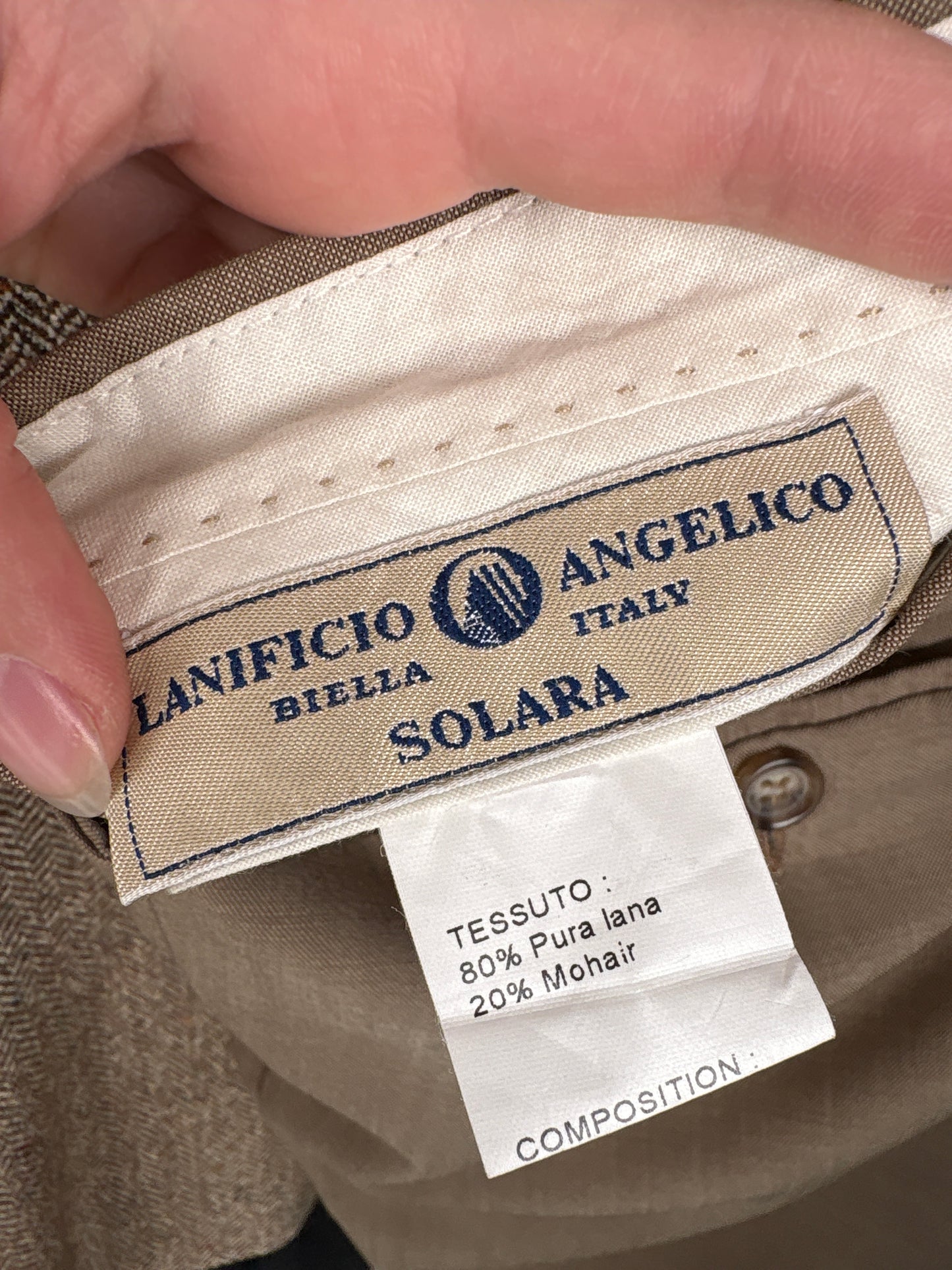 Pantaloni camel luxury italienești din stofă extrafina de lana și mohair