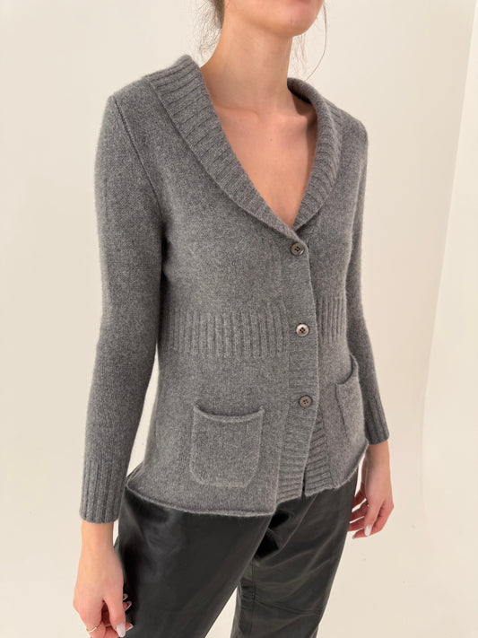 Cardigan tip sacou din cașmir excepțional pebble gray
