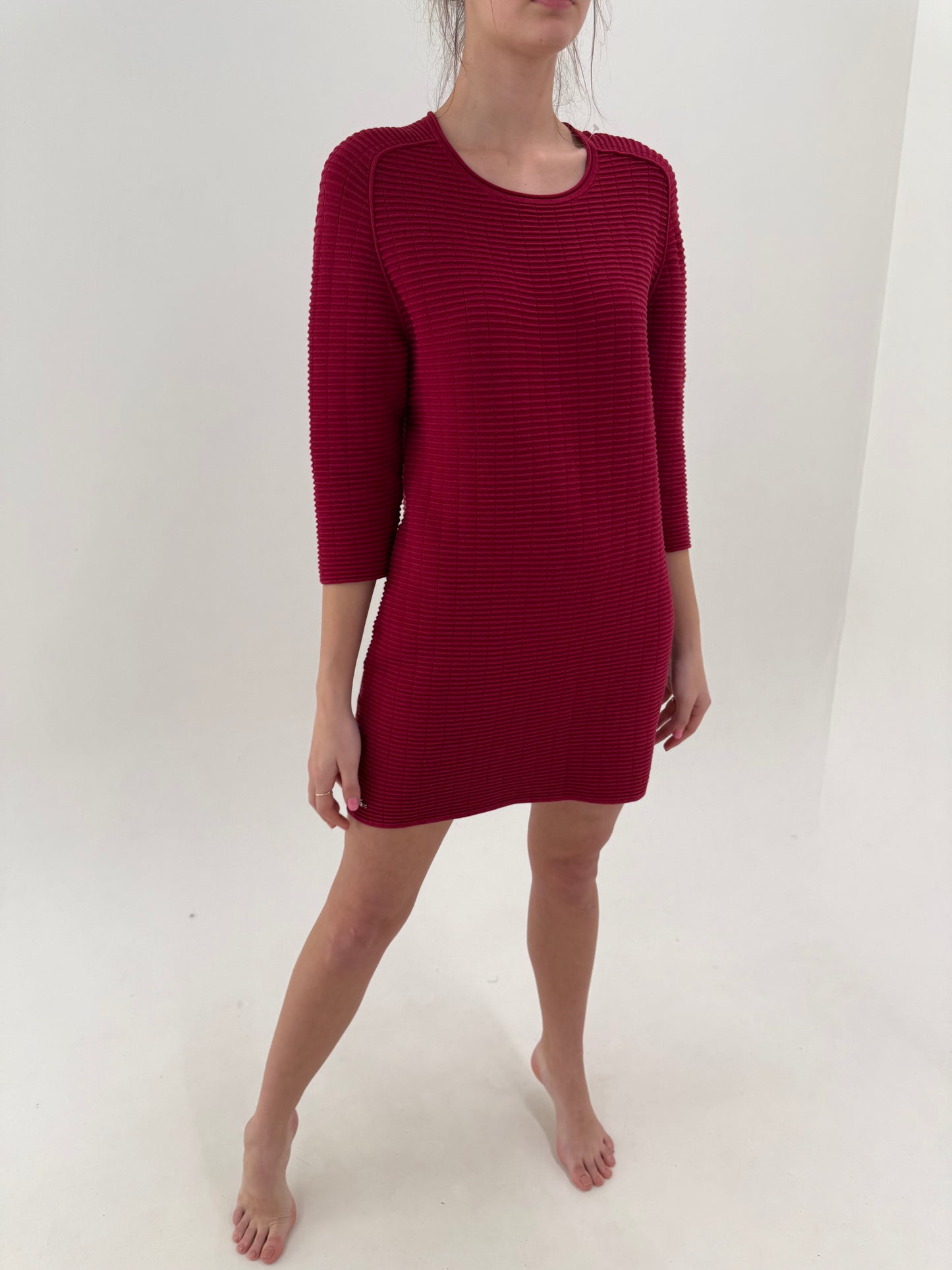 Rochie Lacoste cu influențe casual din jerse ribbed de bumbac cu elastan