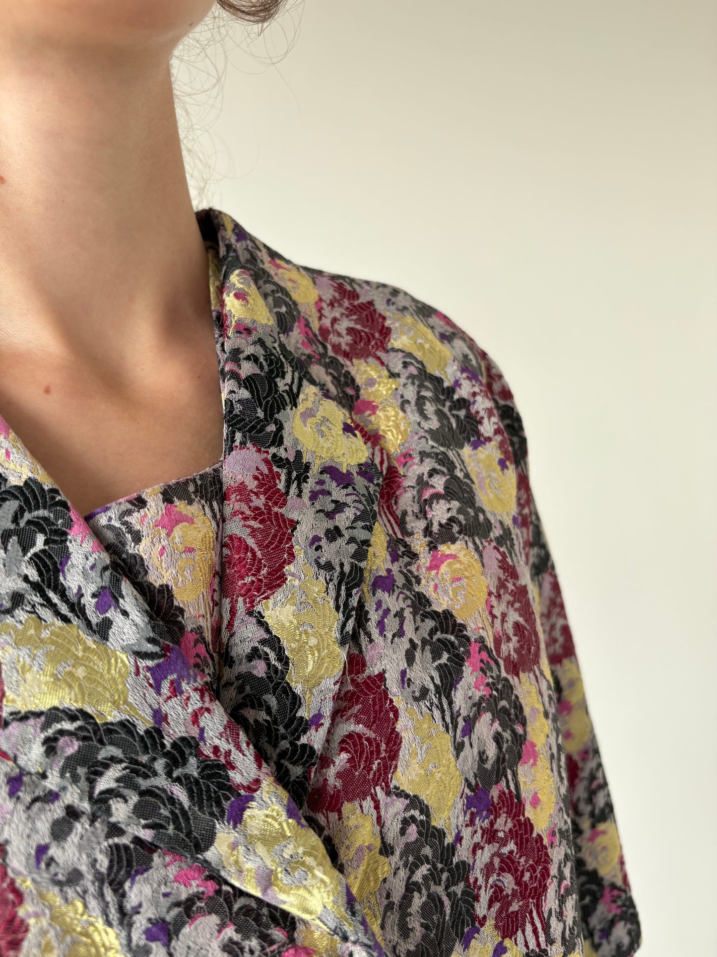 Set old vintage din anii 80 din jacquard moale de mătase naturală