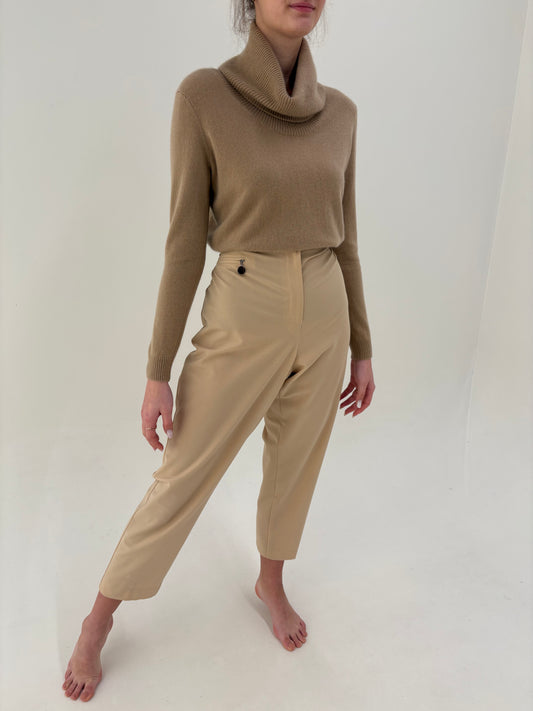 Pantaloni camel din lanita foarte subțire ultra confort de primăvară