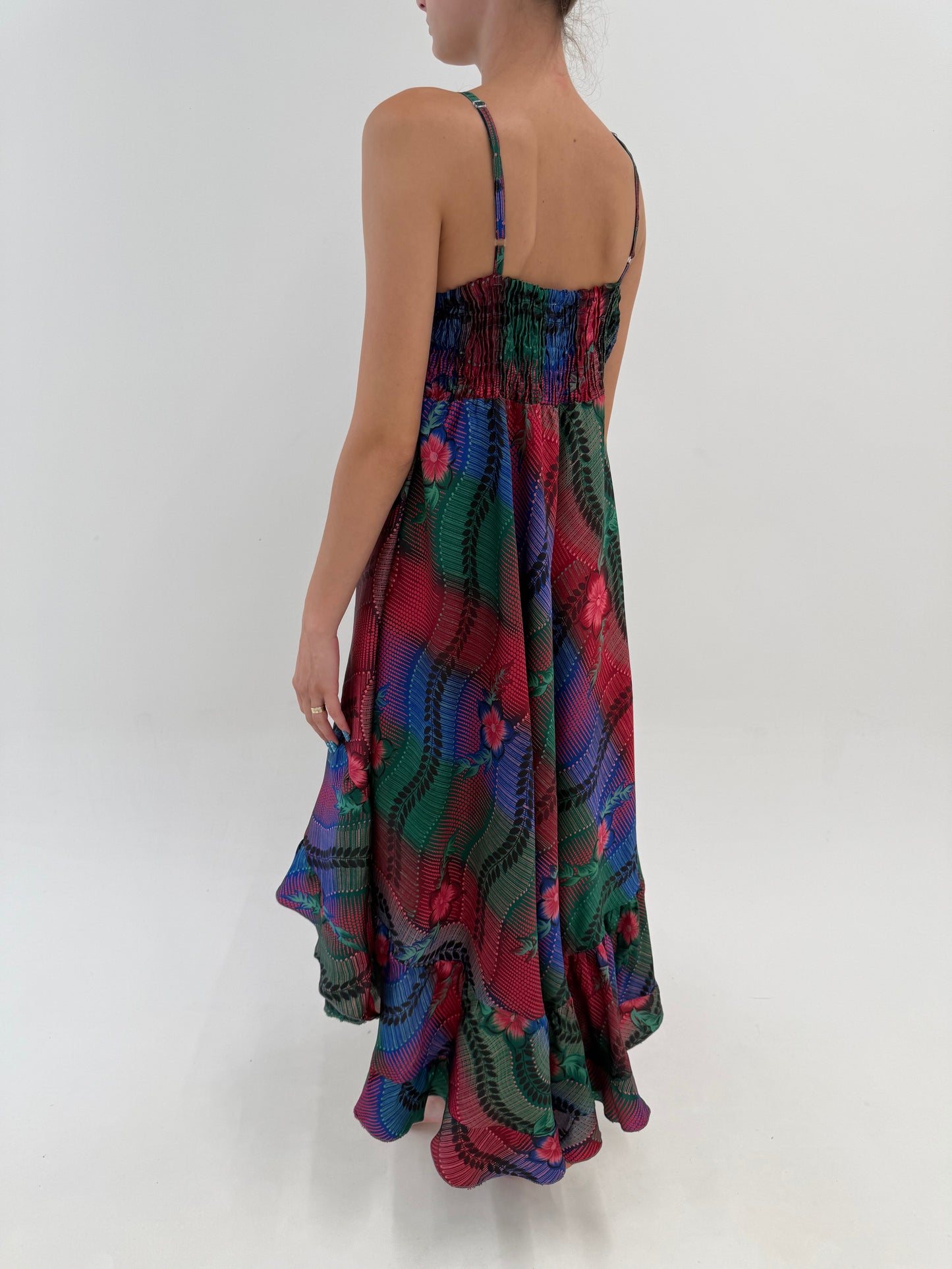 Rochie maxi cu bust reglabil în culori superbe 70% mătase naturală cu spate elastic