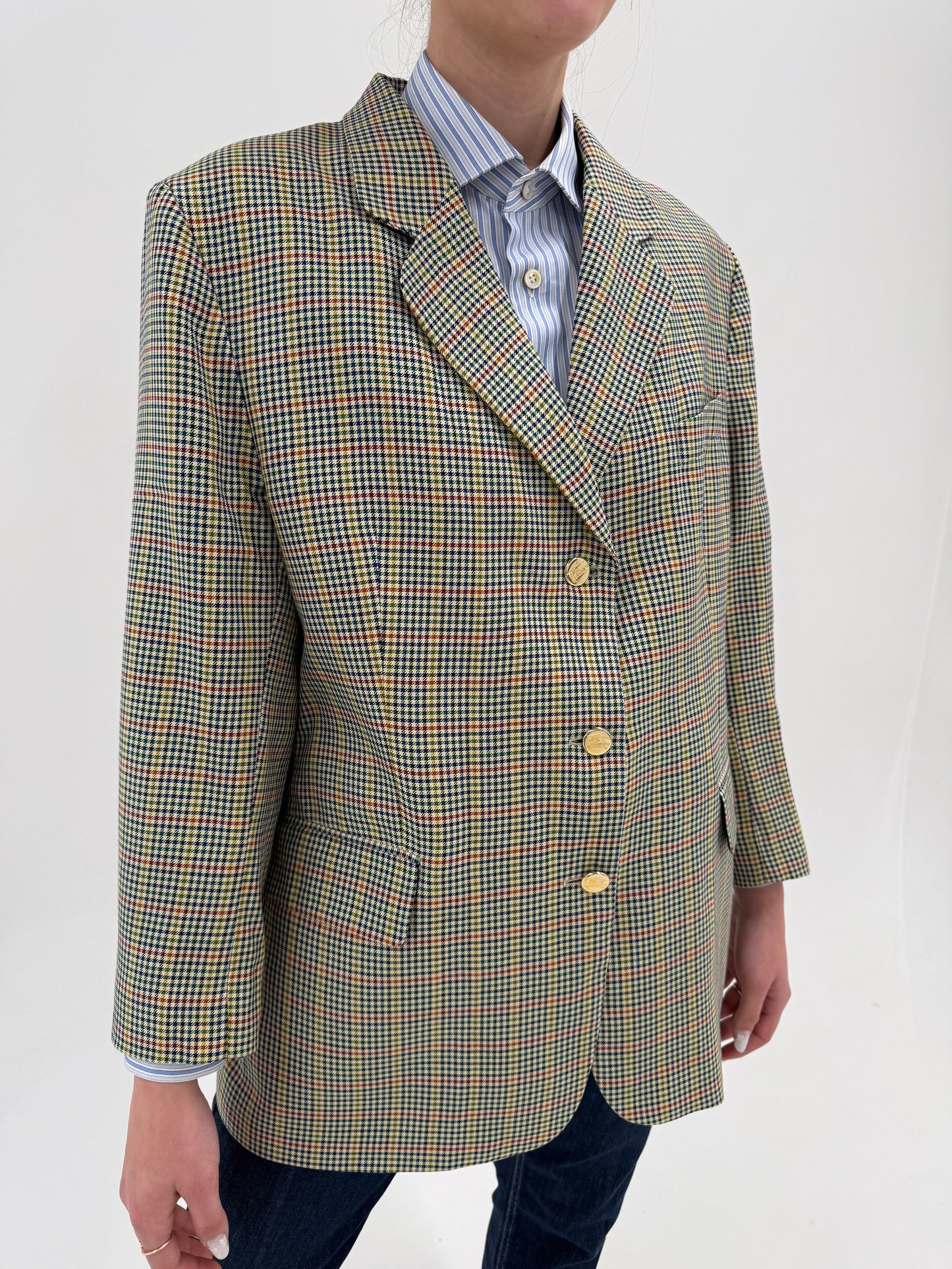 Sacou Burberry vintage de sezon cald din mătase naturală cu lana în catourib